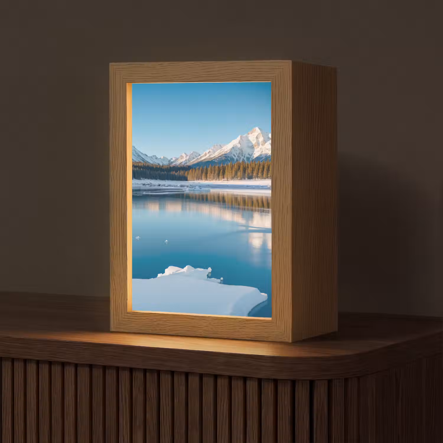 Landschap - Winter - Meer - Bergen - Uitzicht - IJs Light Box met kabel (Tafellamp) klein -z3d_website