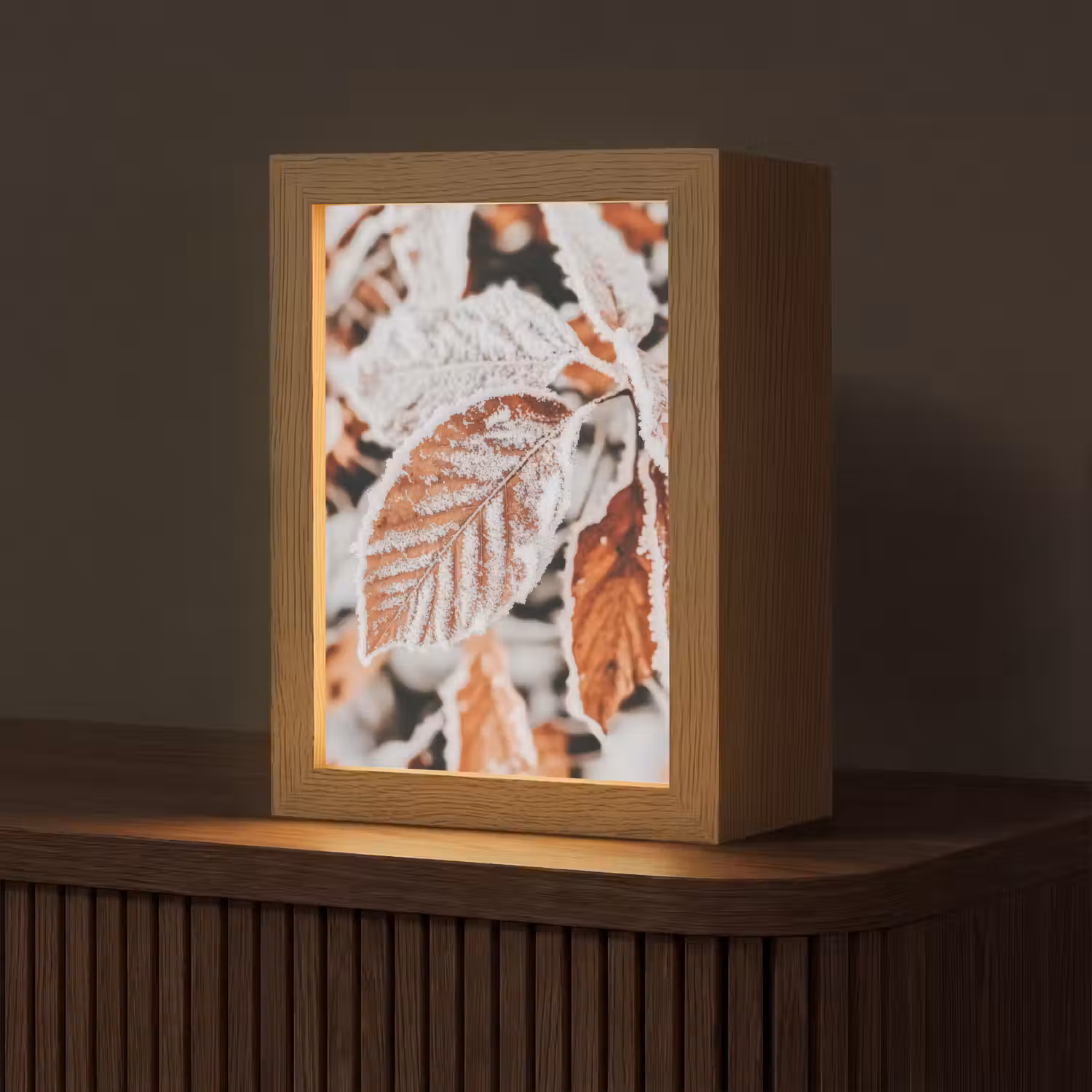 Bladeren - IJs - Winter - Natuur Light Box met kabel (Tafellamp) klein -z3d_website