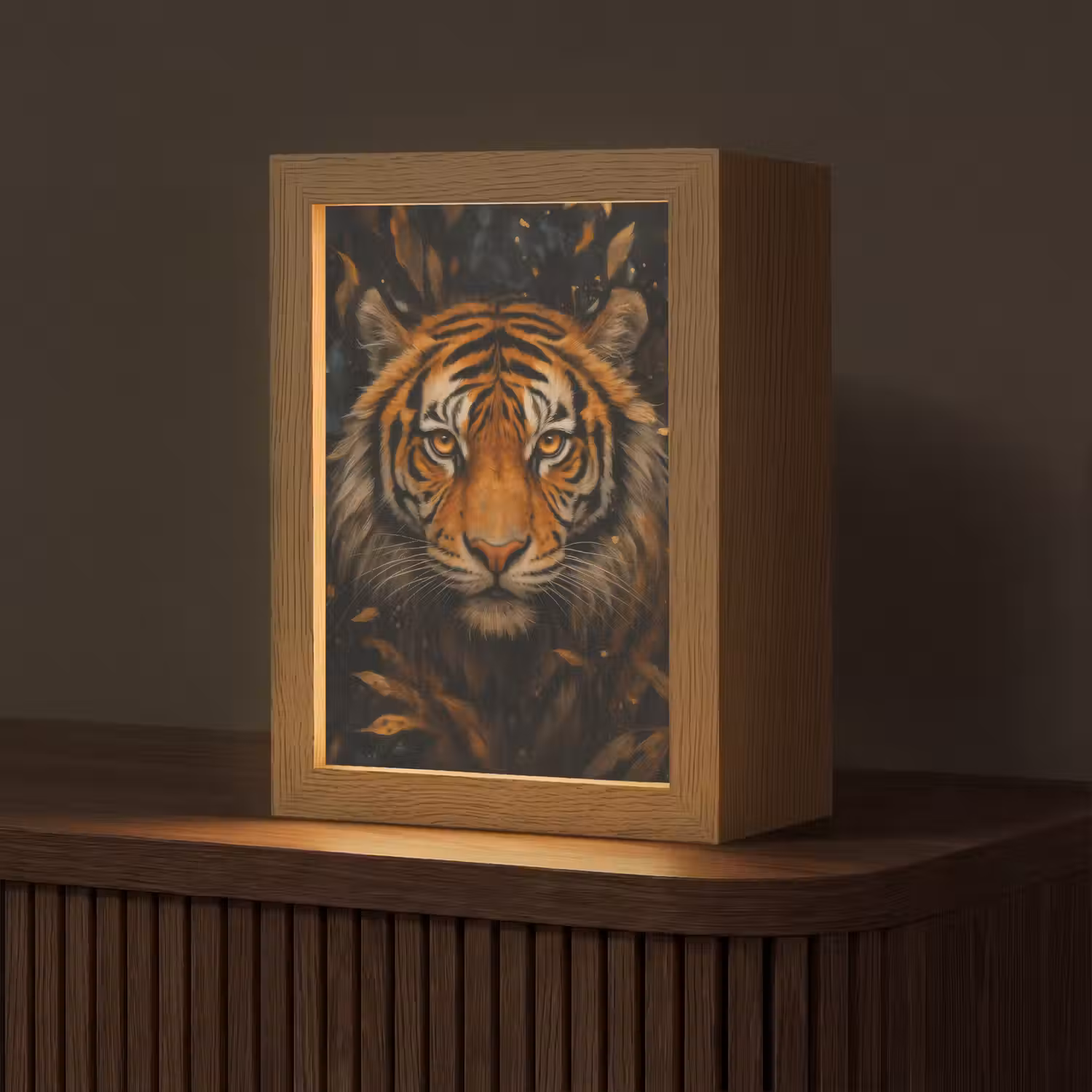 Bladeren - Tijger - Oranje Light Box met kabel (Tafellamp) klein -z3d_website