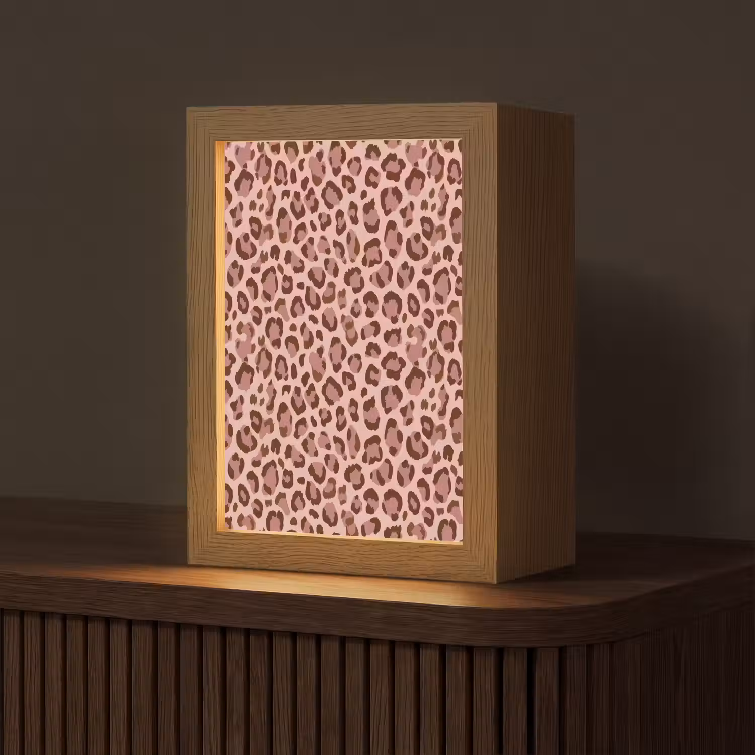 Luipaard - Patroon - Roze Light Box met kabel (Tafellamp) klein 925 -z3d_website