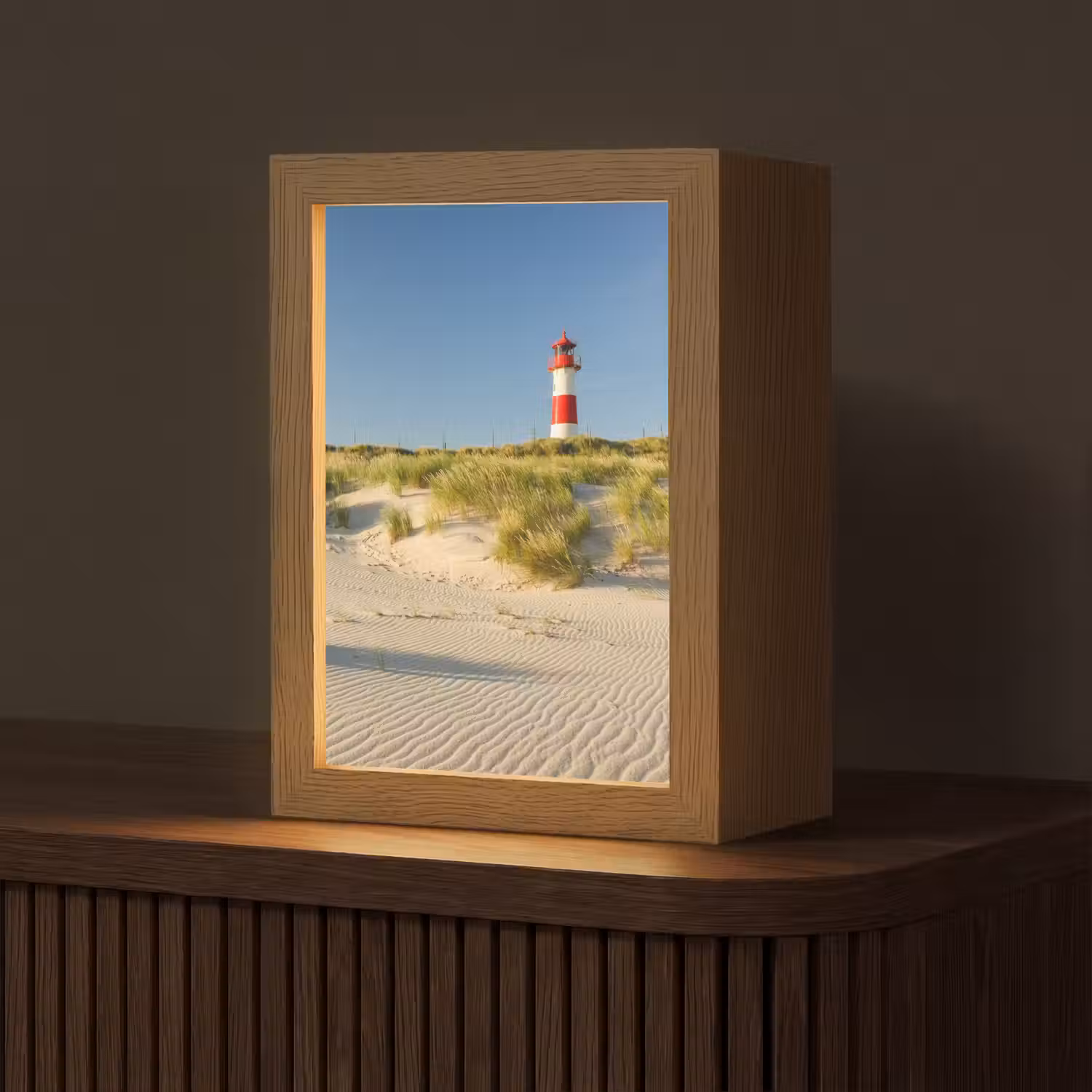 Vuurtoren - Strand - Landschap - Duinen Light Box met kabel (Tafellamp) klein -z3d_website