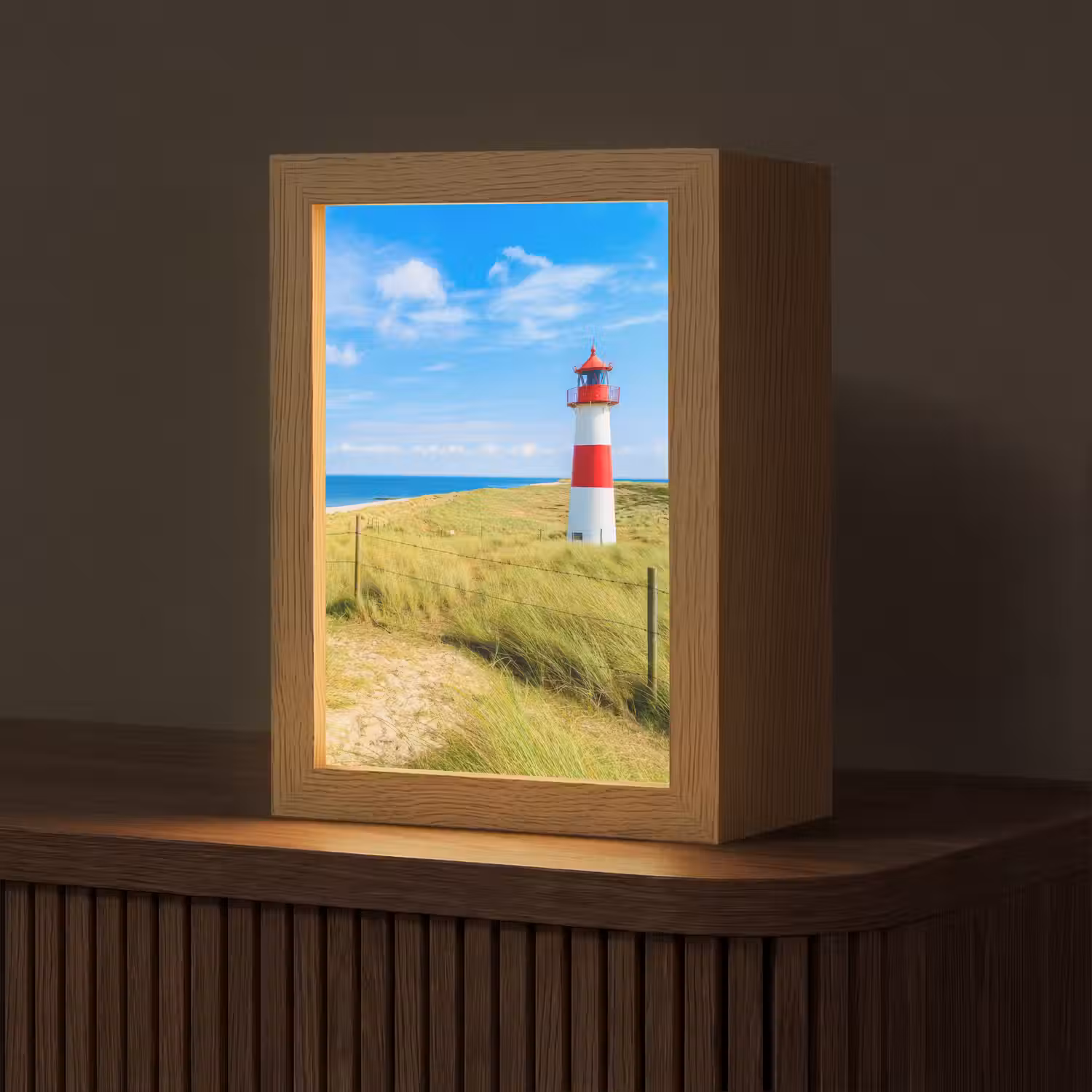 Vuurtoren - Duinen - Strand - Zee - Zomer Light Box met kabel (Tafellamp) klein -z3d_website