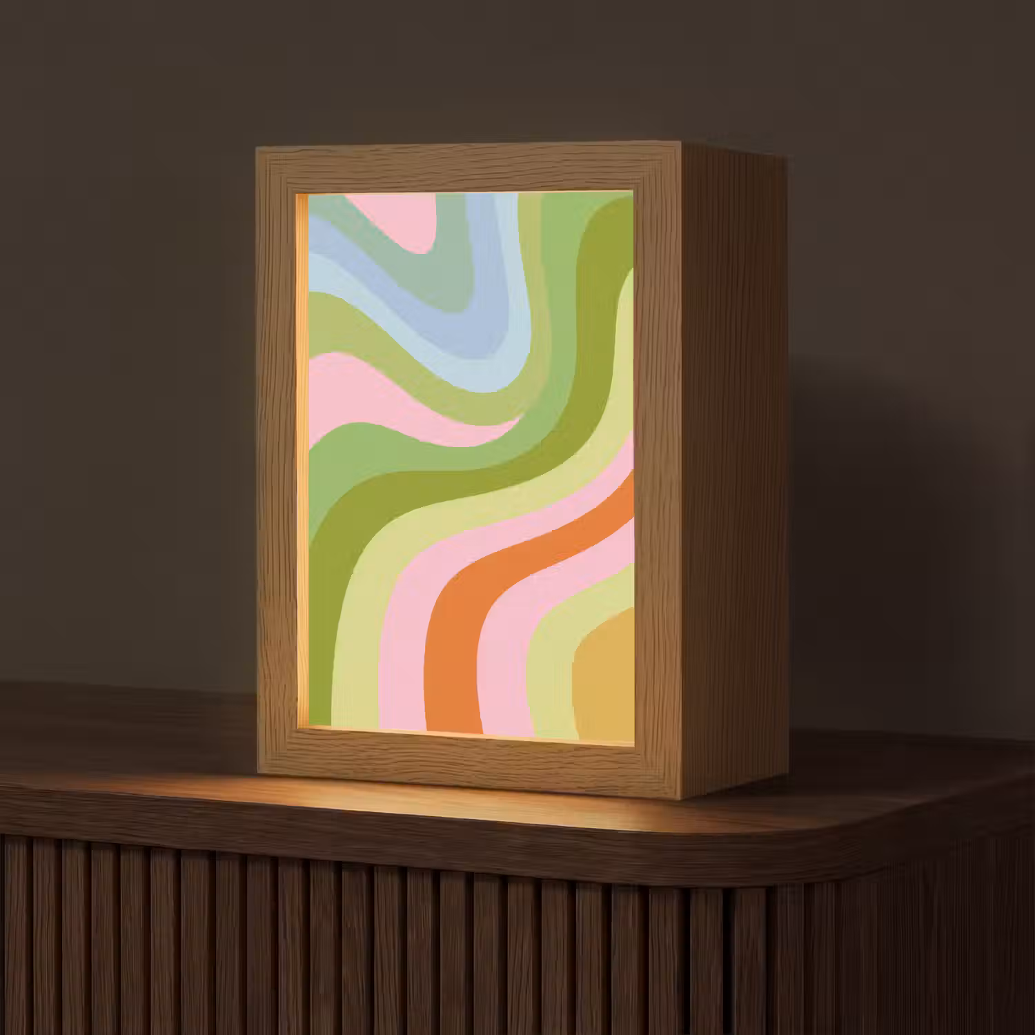 Lijnen - Pasteltinten - Golvend Light Box met kabel (Tafellamp) klein -z3d_website