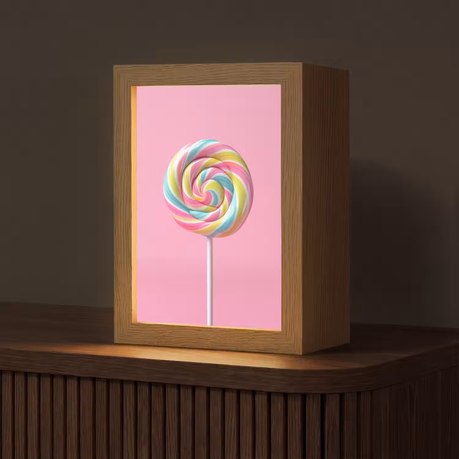 Lolly - Roze - Snoep - Zoet Light Box met kabel (Tafellamp) klein -z3d_website