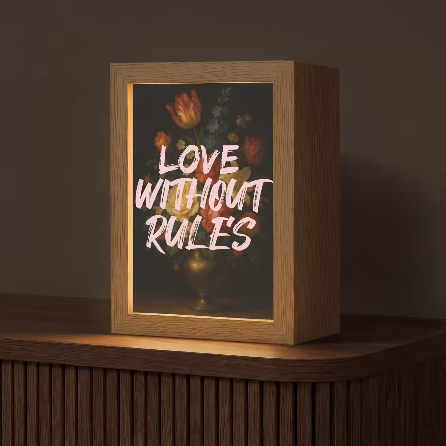 Liefde - Modern - Bloemen Light Box met kabel (Tafellamp) klein -z3d_website