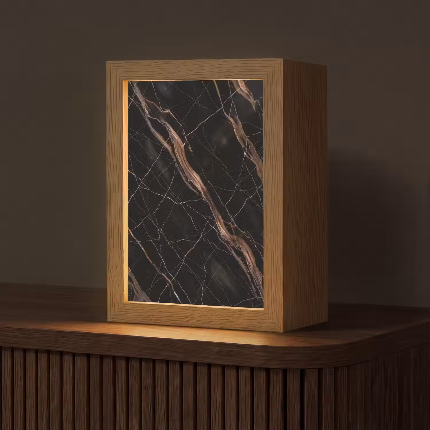 Marmer - Goud - Patroon - Luxe - Zwart Light Box met kabel (Tafellamp) klein -z3d_website