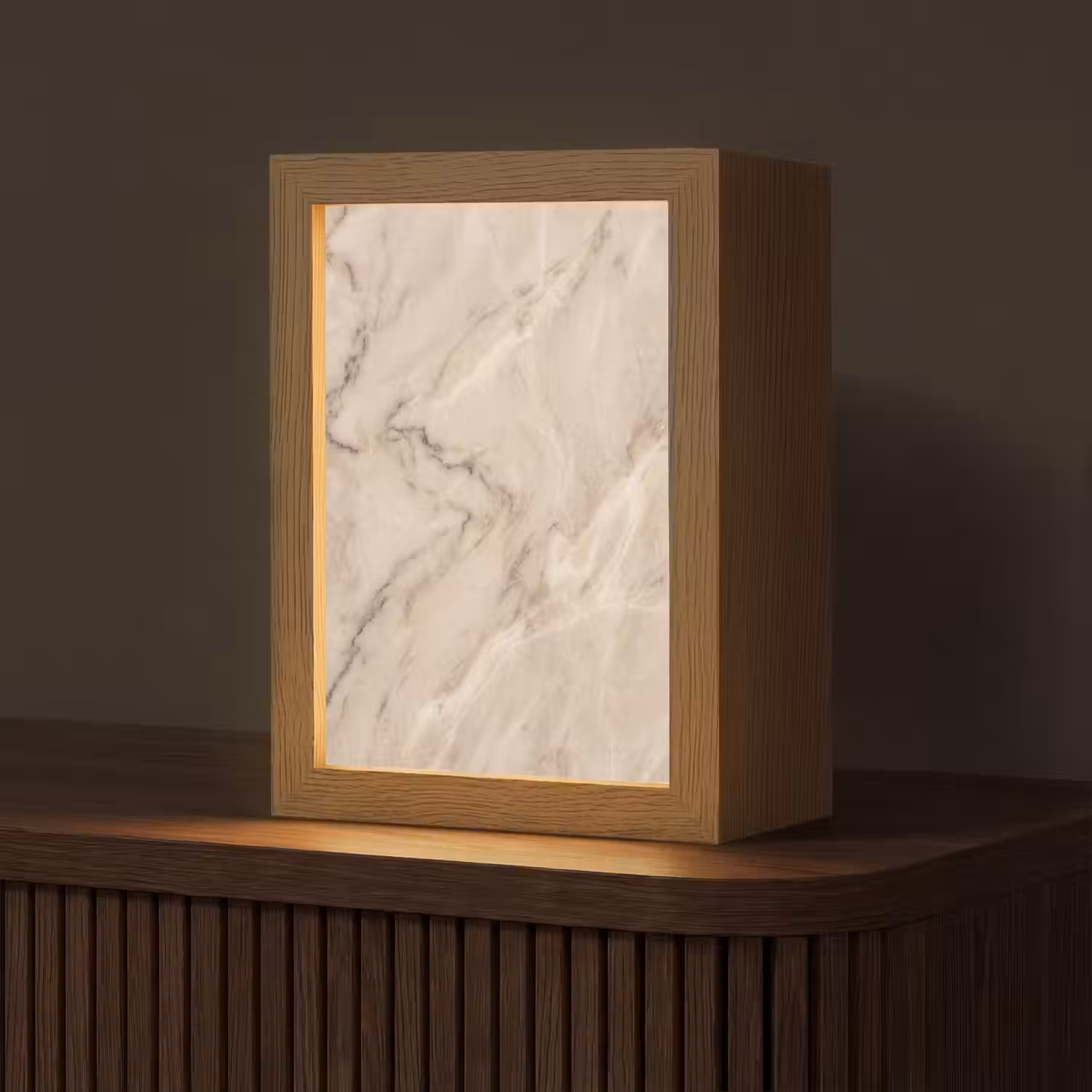 Marmer - Patroon - Abstract - Modern - Beige Light Box met kabel (Tafellamp) klein -z3d_website