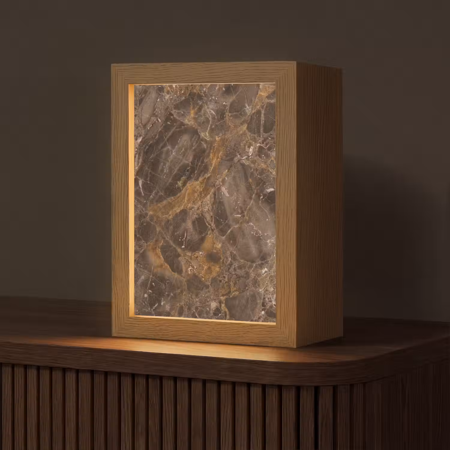 Marmer - Patroon - Natuur - Bruin - Goud Light Box met kabel (Tafellamp) klein -z3d_website