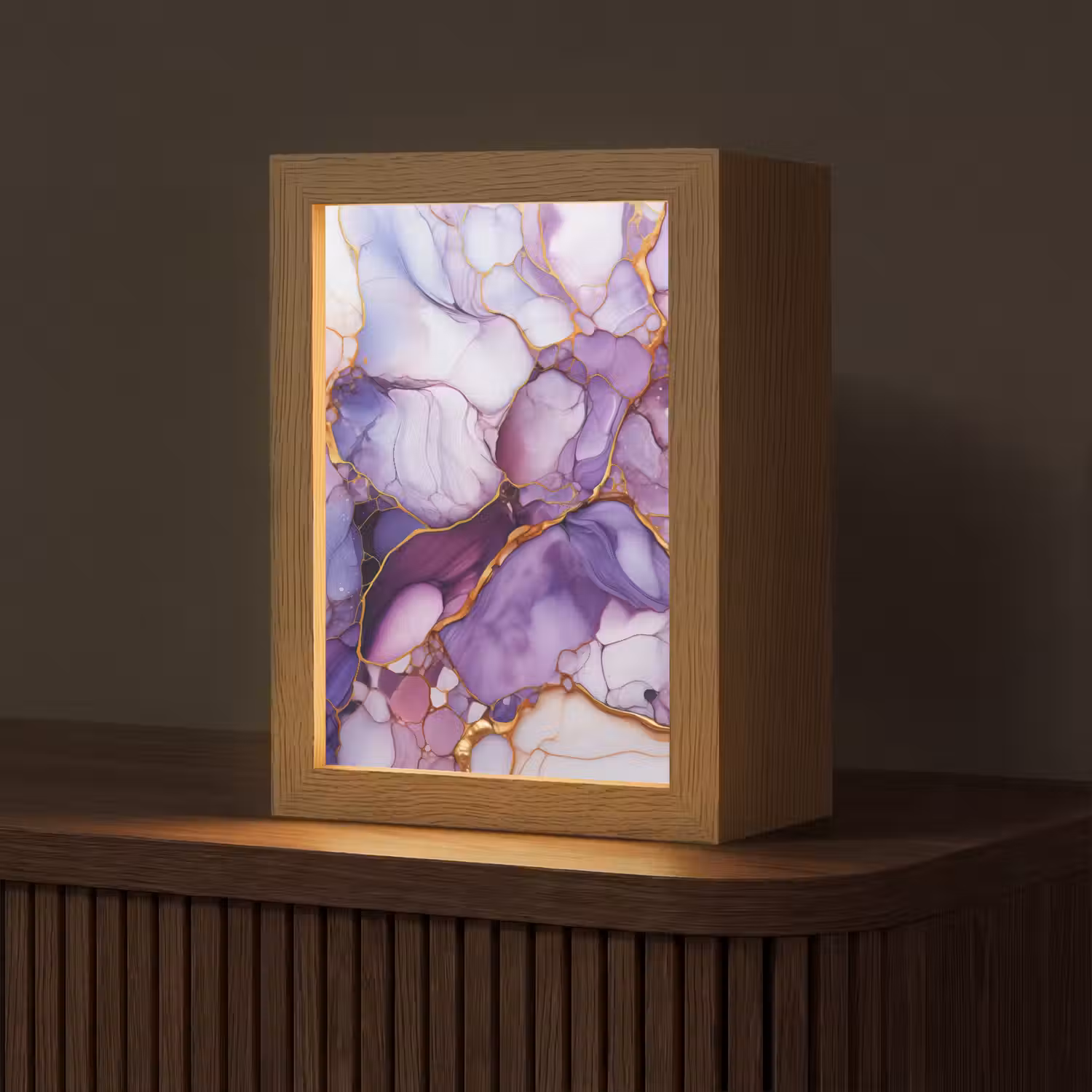 Marmer - Paars - Lila - Goud Light Box met kabel (Tafellamp) klein -z3d_website