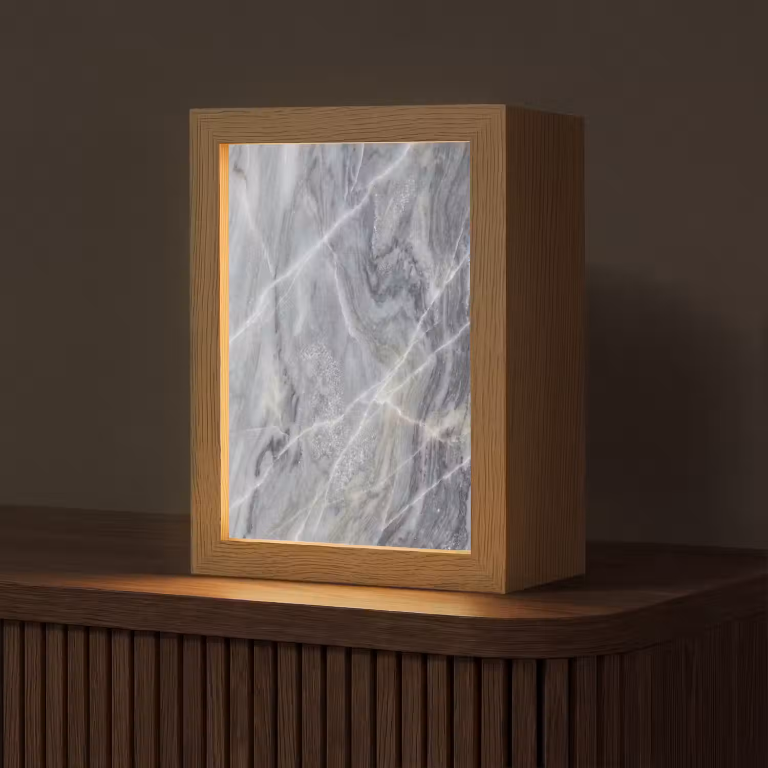 Marmer - Ader - Patroon - Abstract - Grijs Light Box met kabel (Tafellamp) klein -z3d_website