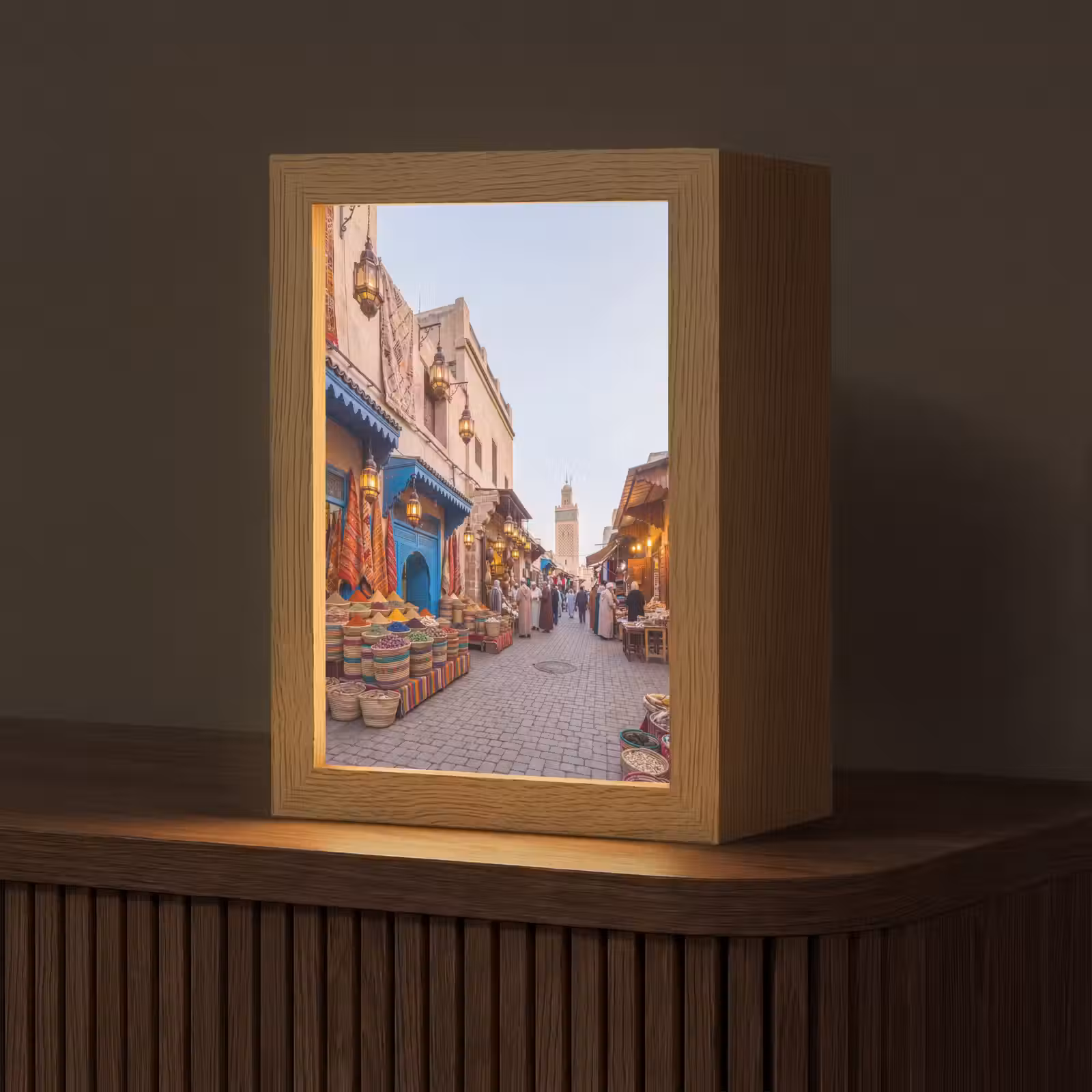 Table Lamp - Market - Oriental - Colorful - Markt - Oosters - Kleurrijk Light Box met kabel (Tafellamp) klein