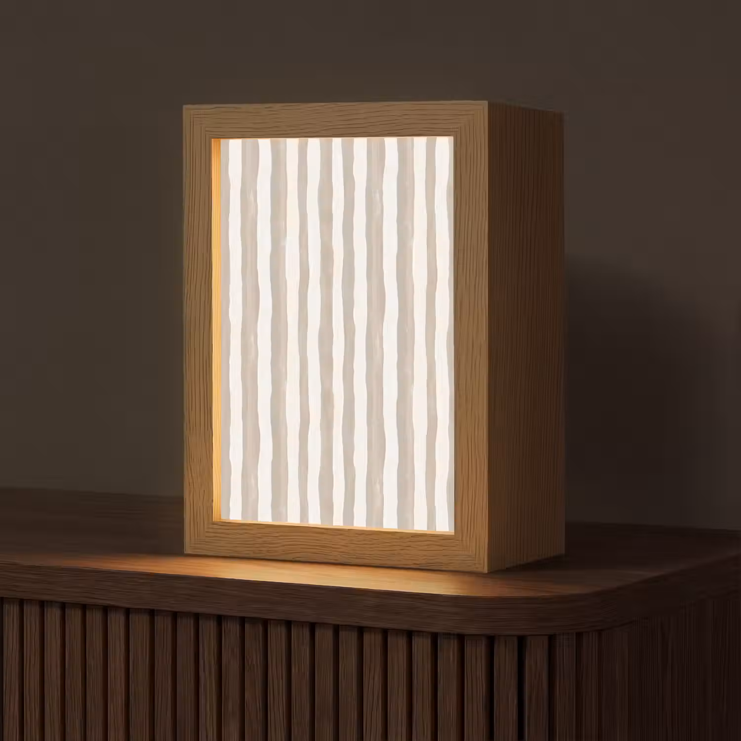 Minimalistisch - Strepen - Beige Light Box met kabel (Tafellamp) klein 925 -z3d_website