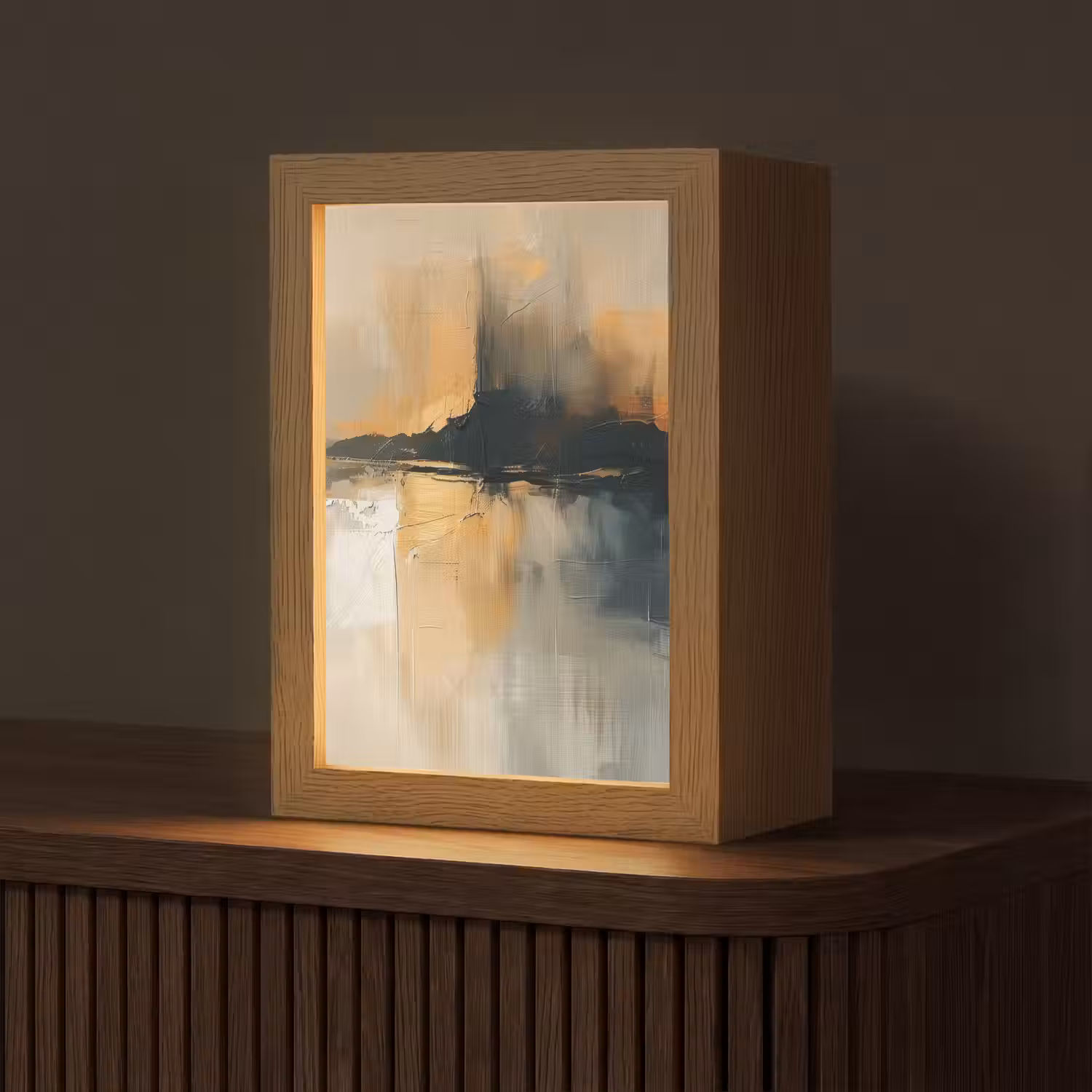 Modern - Abstract - Goud - Zwart Light Box met kabel (Tafellamp) klein -z3d_website
