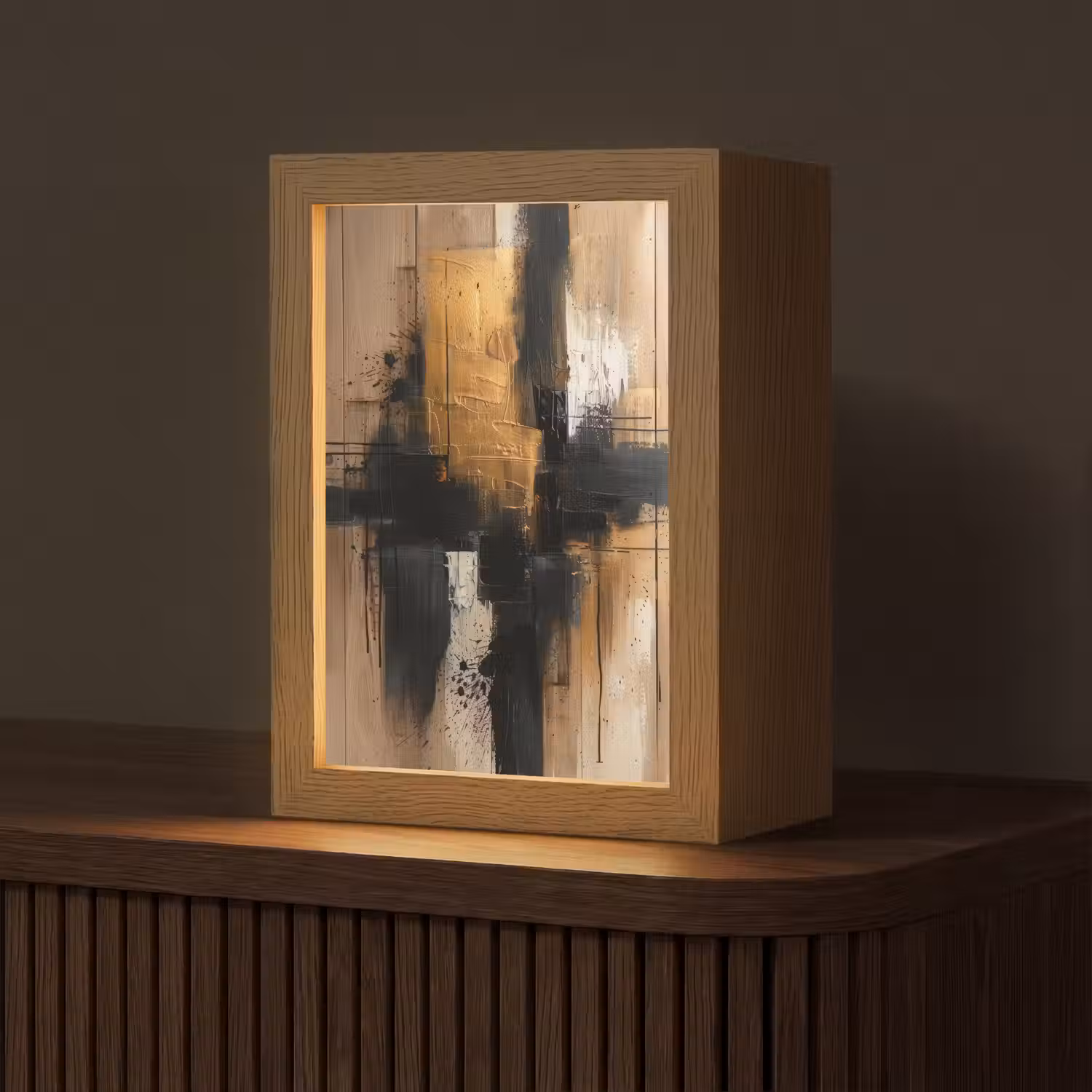 Modern - Zwart - Goud - Verf Light Box met kabel (Tafellamp) klein -z3d_website
