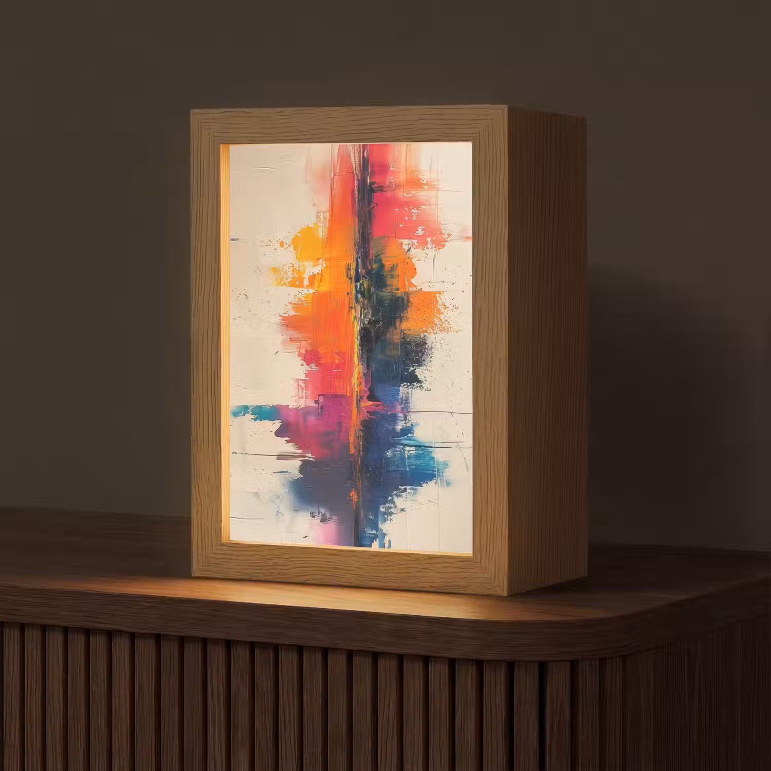 Modern - Verf - Kunst - Kleurrijk Light Box met kabel (Tafellamp) klein -z3d_website