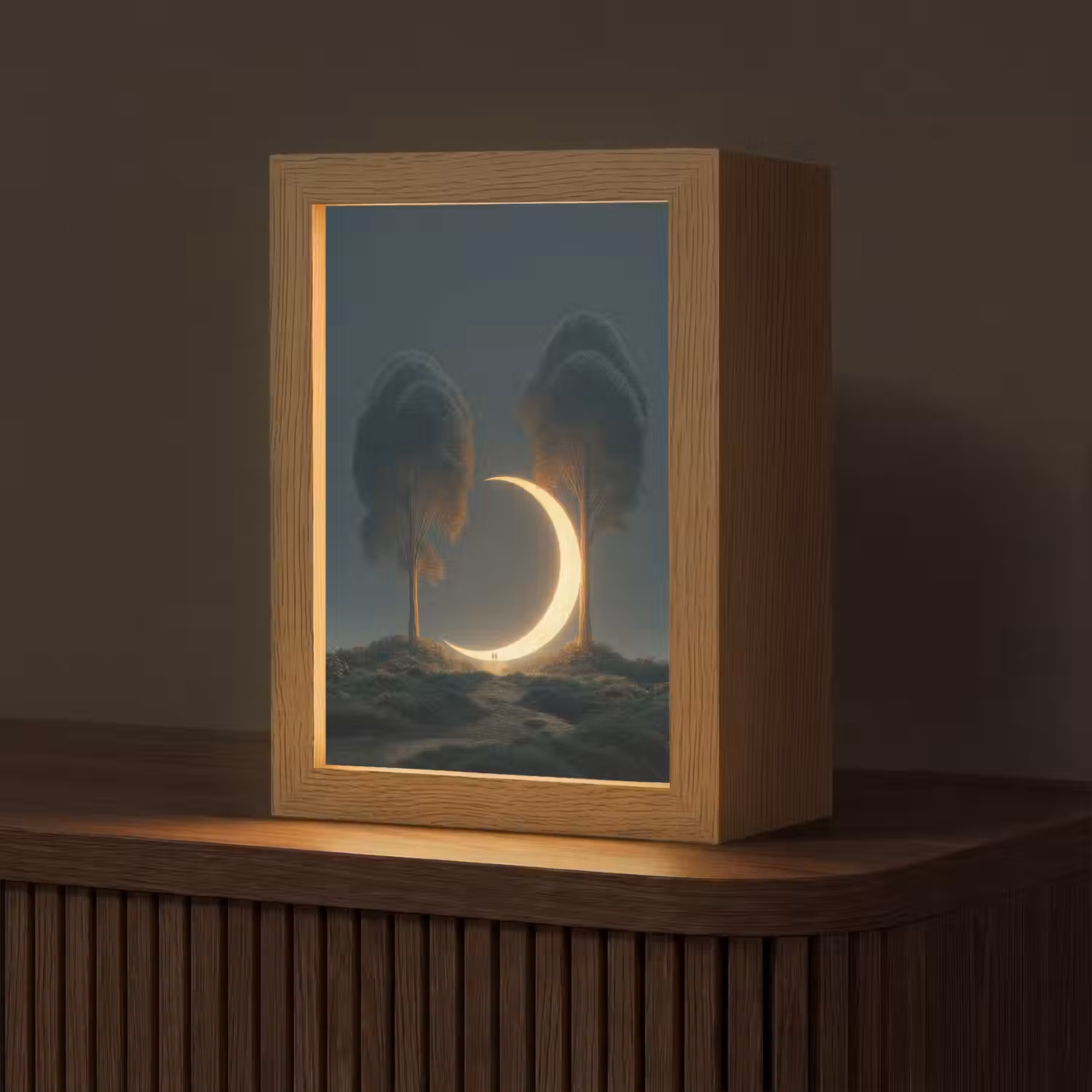 Maan - Bomen - Wandeling Light Box met kabel (Tafellamp) klein -z3d_website