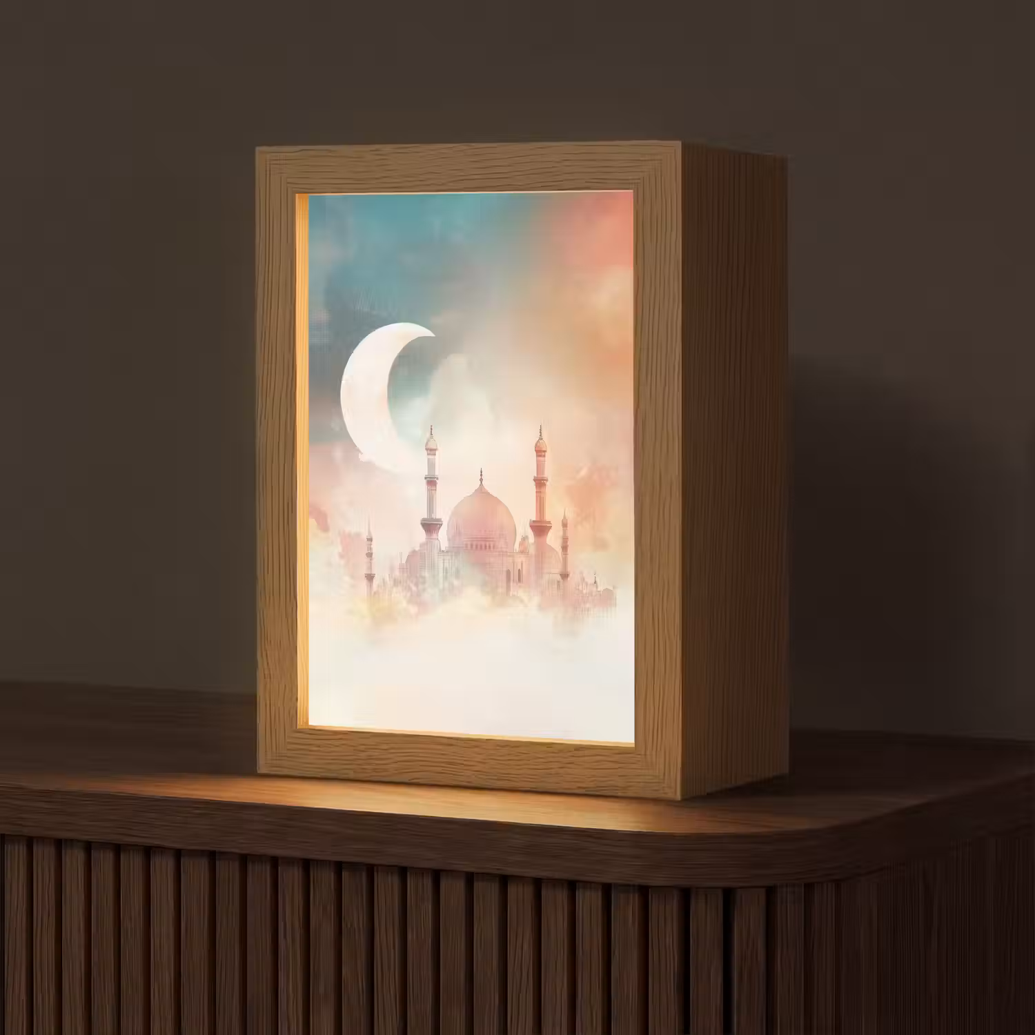 Moskee - Kleurrijke wolken - Arabisch - Ramadan - Islamitische Light Box met kabel (Tafellamp) klein -z3d_website