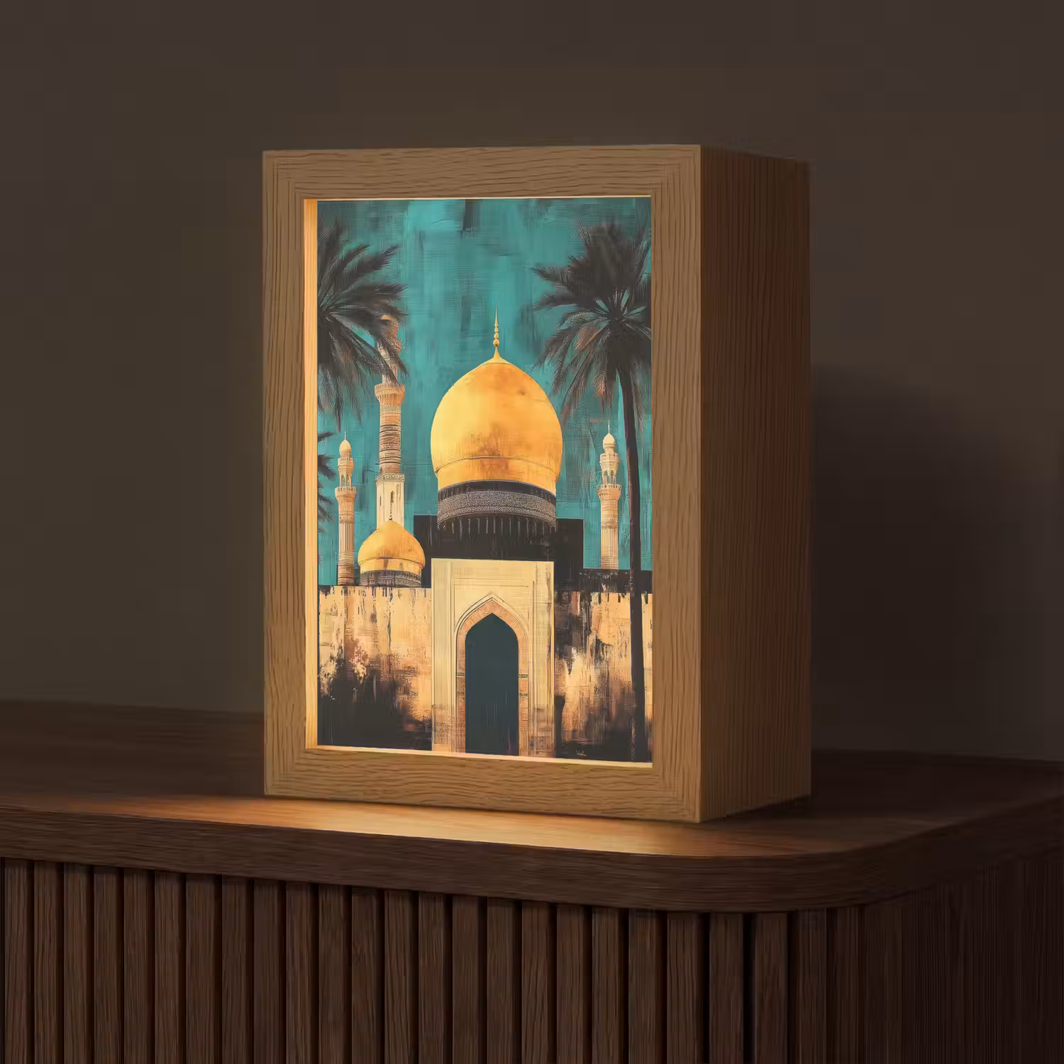Moskee - Goud - Arabisch - Islamitische Light Box met kabel (Tafellamp) klein -z3d_website