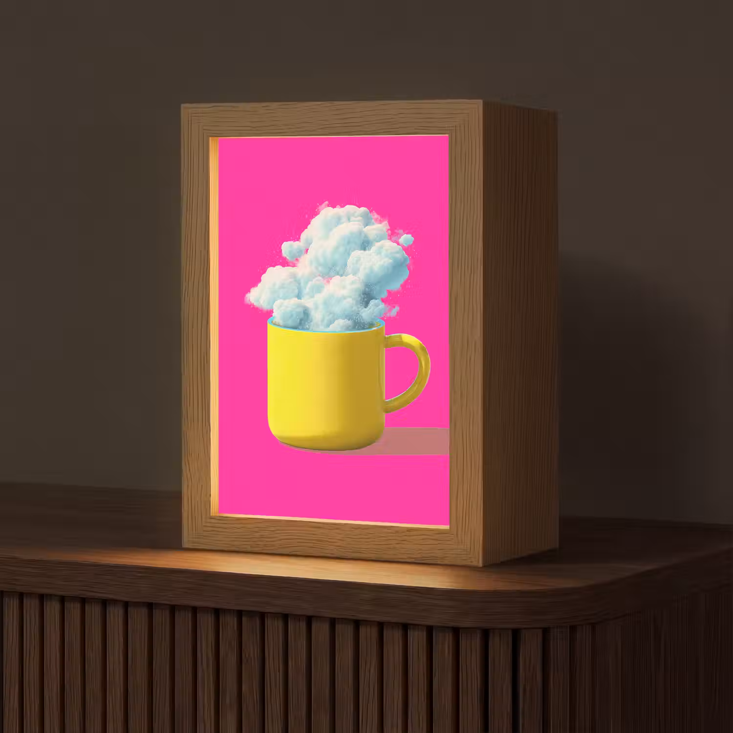 Mok - Wolken - Roze - Minimalitisch Light Box met kabel (Tafellamp) klein -z3d_website