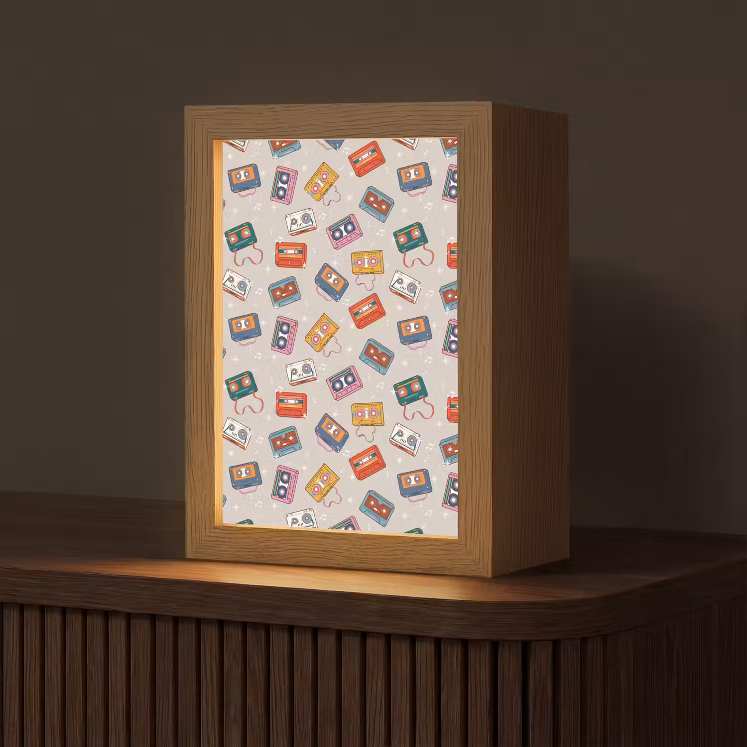 Muziek - Cassette - Patroon Light Box met kabel (Tafellamp) klein 925 -z3d_website