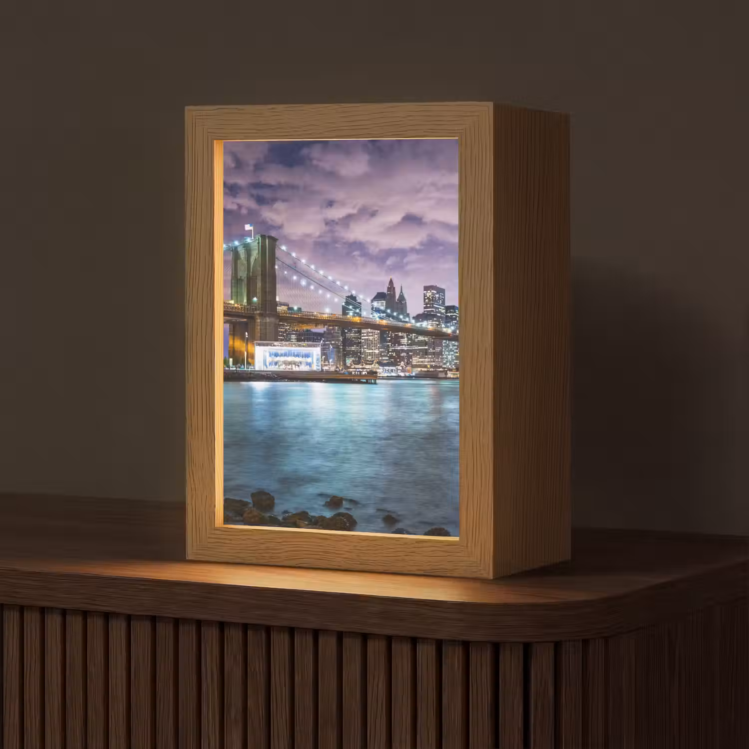 New York - Skyline - Stad - Kleuren Light Box met kabel (Tafellamp) klein -z3d_website