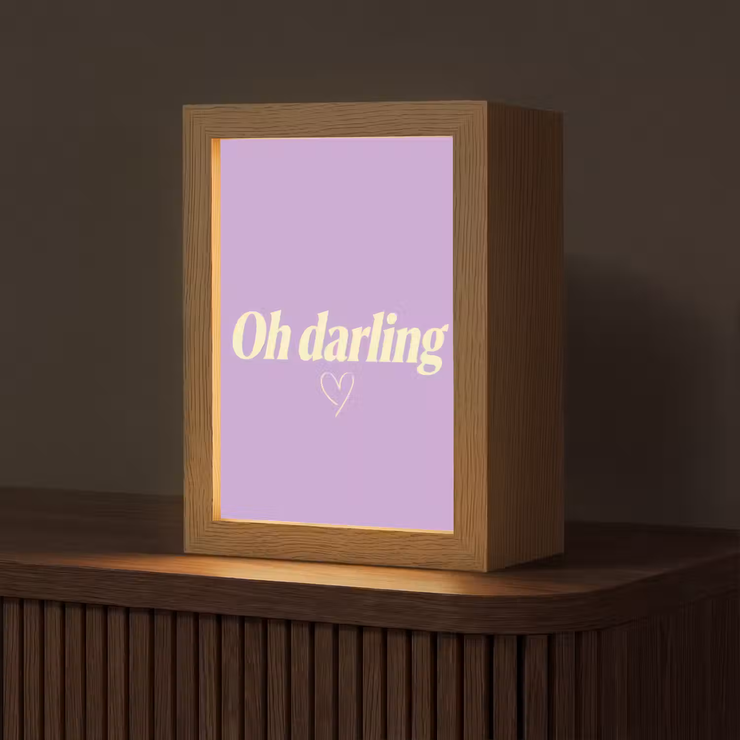 Oh darling - Hart - Paars Light Box met kabel (Tafellamp) klein -z3d_website