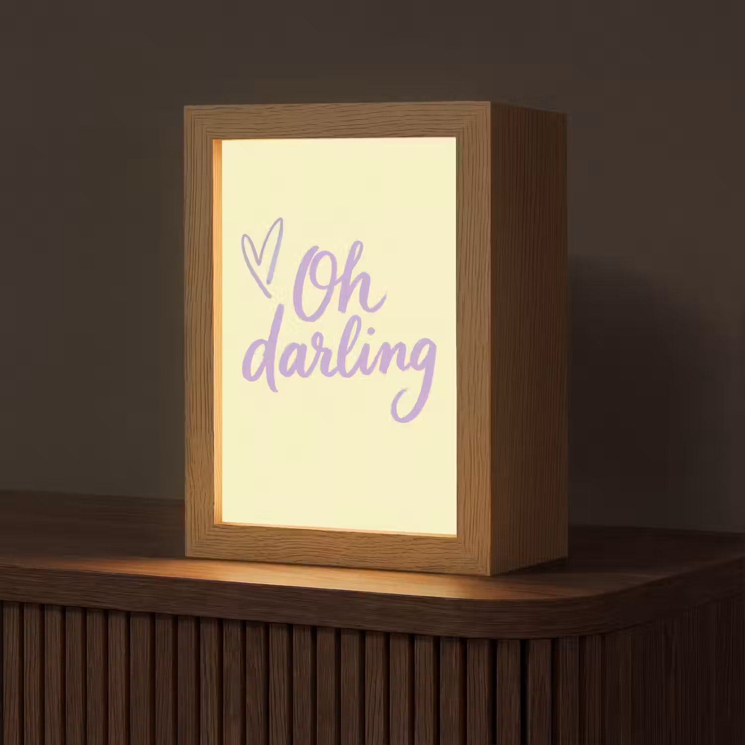 Oh darling - Geel - Hart Light Box met kabel (Tafellamp) klein -z3d_website
