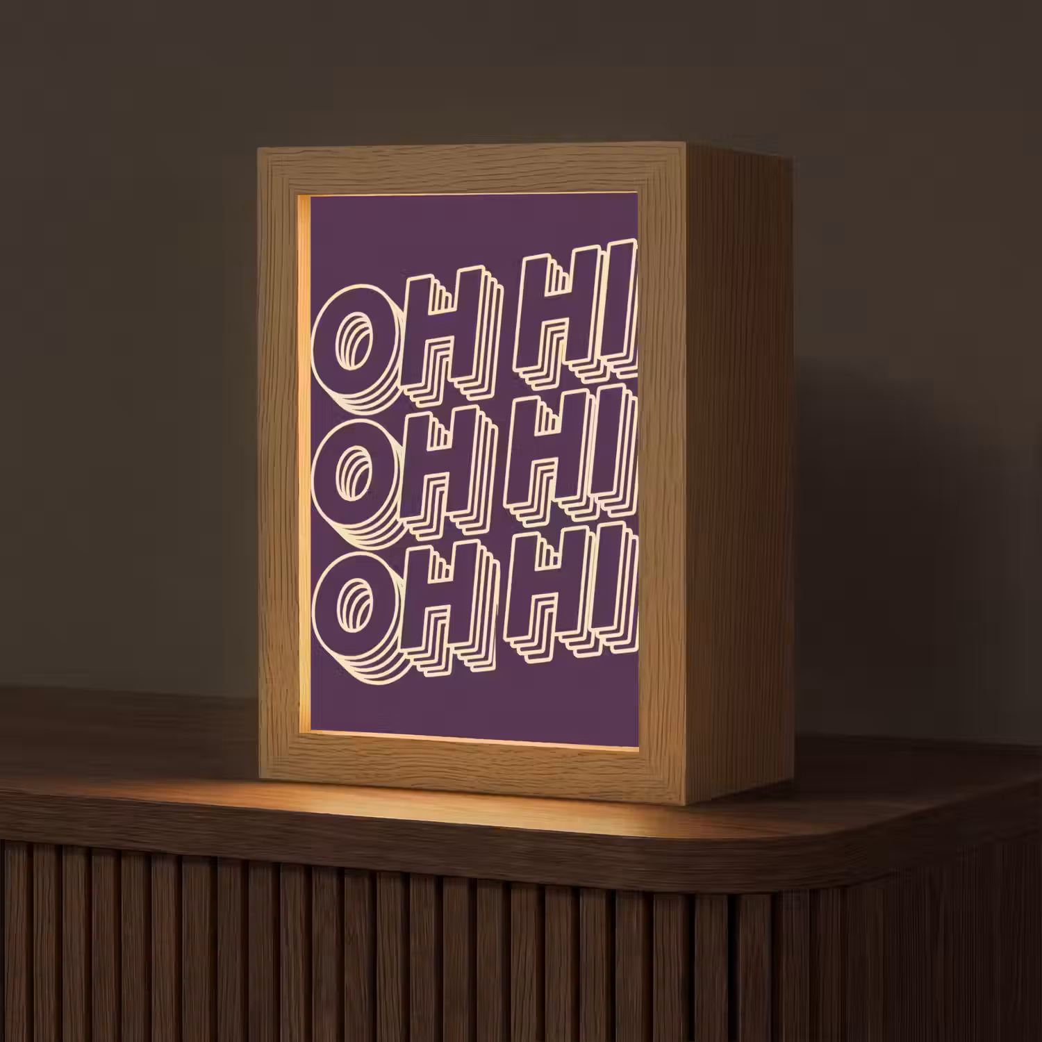 Oh hi - Paars - 3D Light Box met kabel (Tafellamp) klein -z3d_website