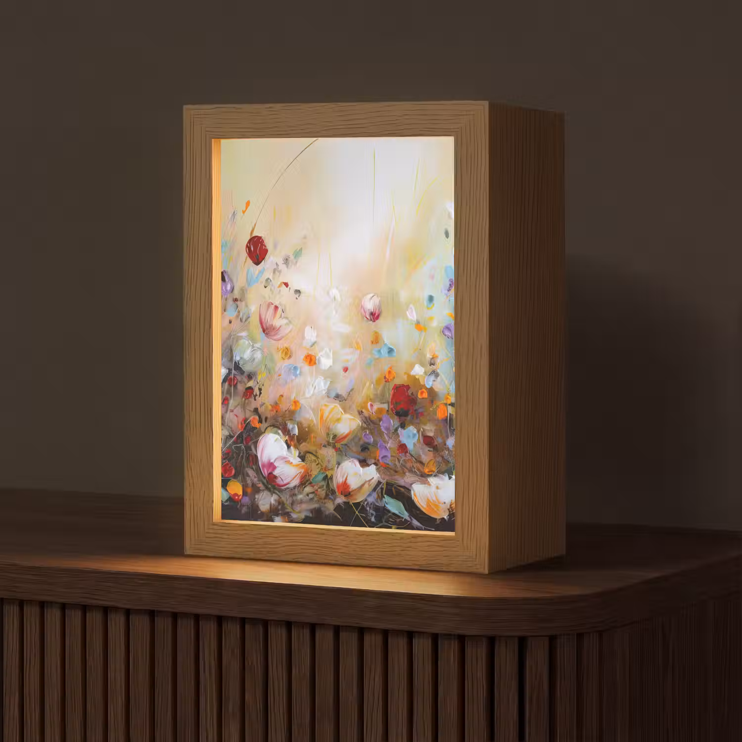 Olieverf - Bloemen - Kleurrijk - Natuur Light Box met kabel (Tafellamp) klein -z3d_website
