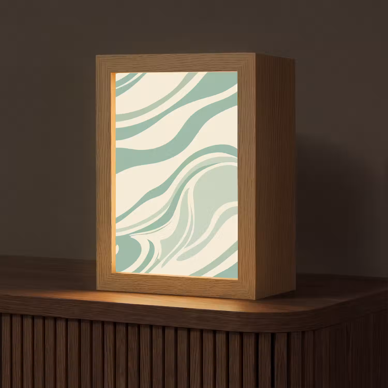 Organische lijnen - Mintgroen - Marmer Light Box met kabel (Tafellamp) klein -z3d_website