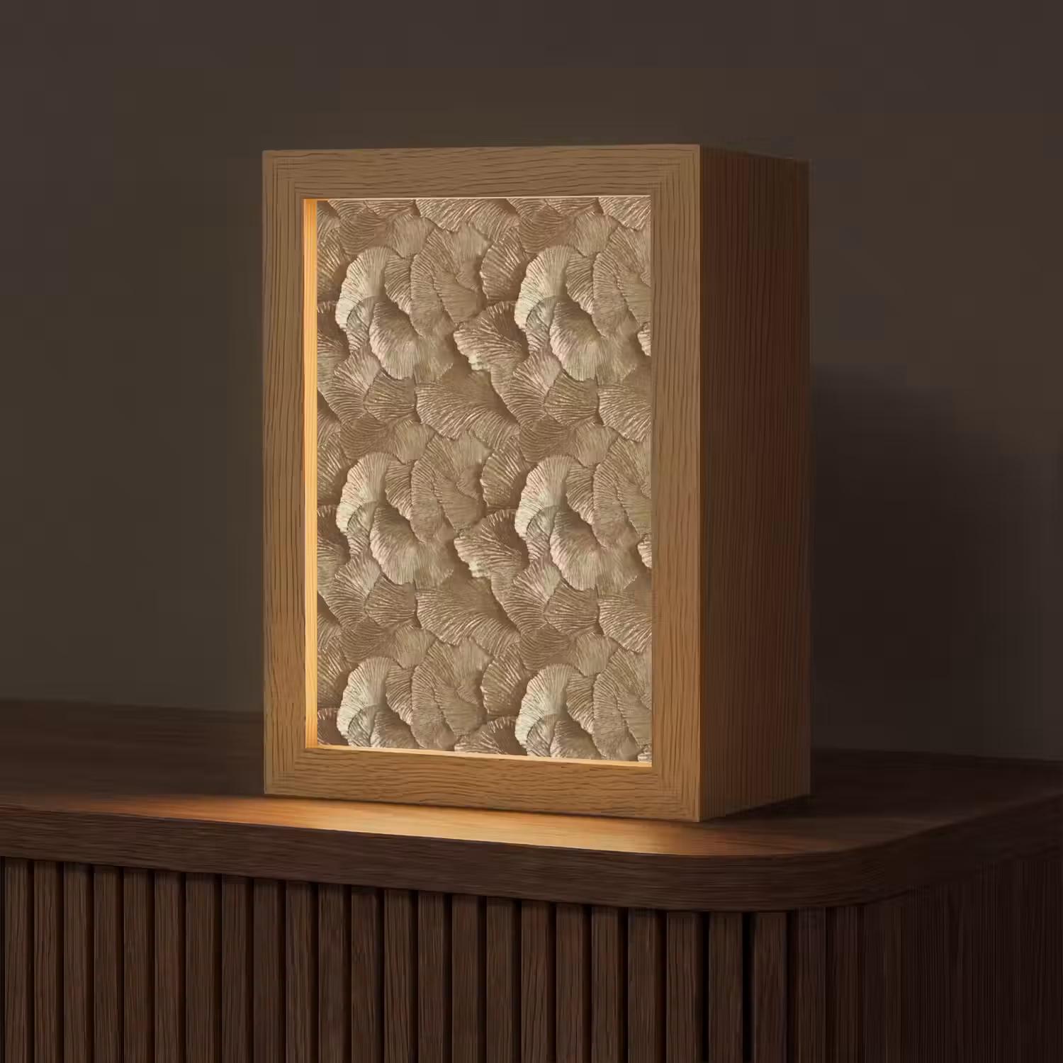 Organisch - Patroon - Bladeren - Goud Light Box met kabel (Tafellamp) klein 925 -z3d_website