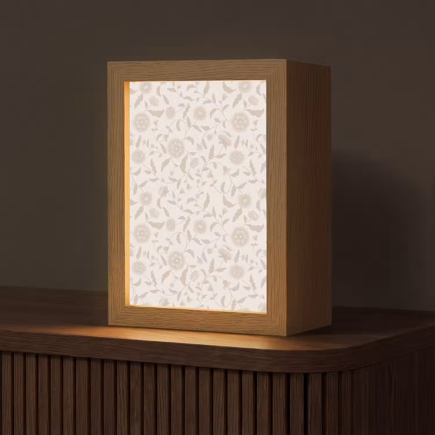 Sierlijk - Bloemen - Beige Light Box met kabel (Tafellamp) klein 925 -z3d_website