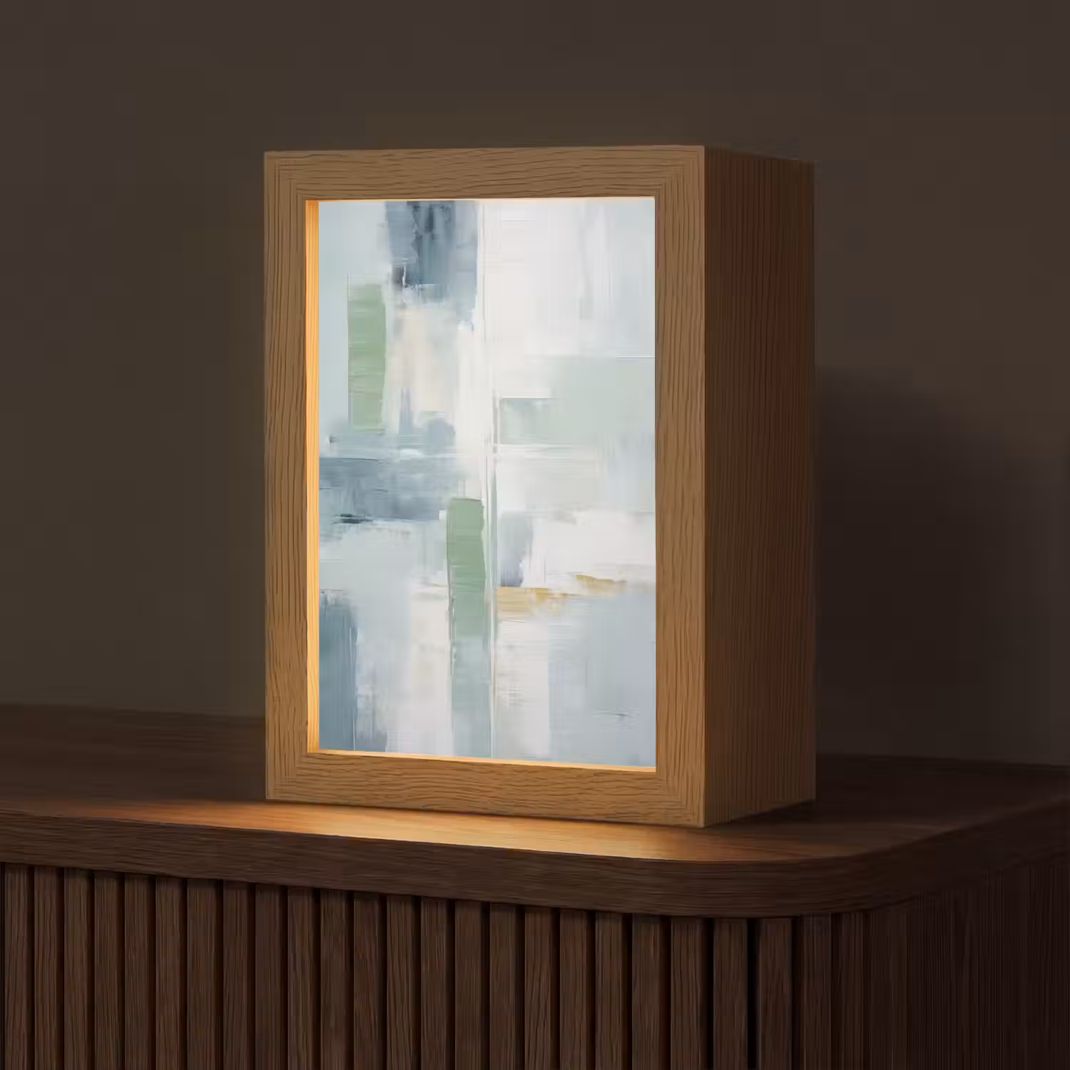 Verf - Moderne kunst - Abstract - Grijs Light Box met kabel (Tafellamp) klein -z3d_website