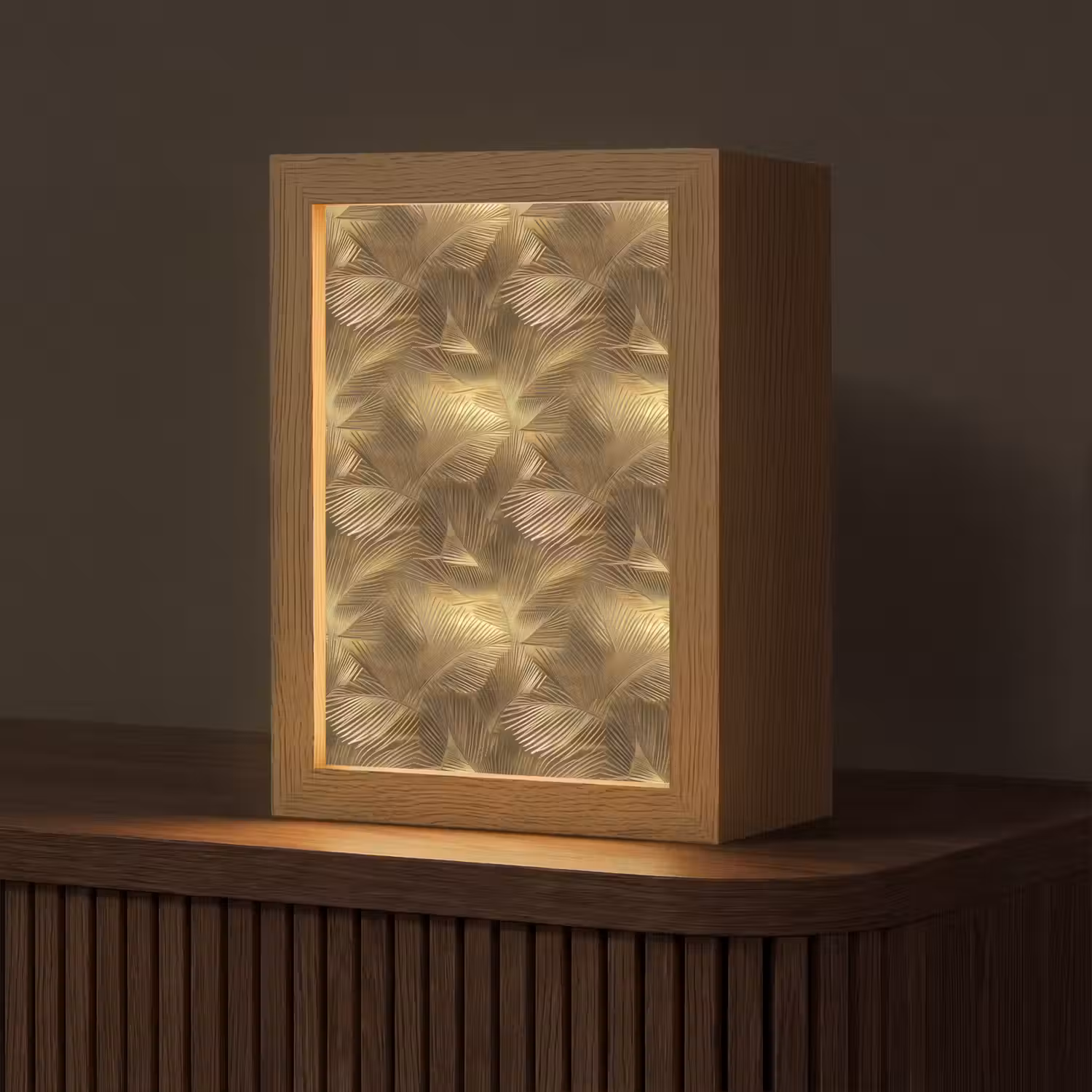 Palm - Waaier - Goud Light Box met kabel (Tafellamp) klein 925 -z3d_website