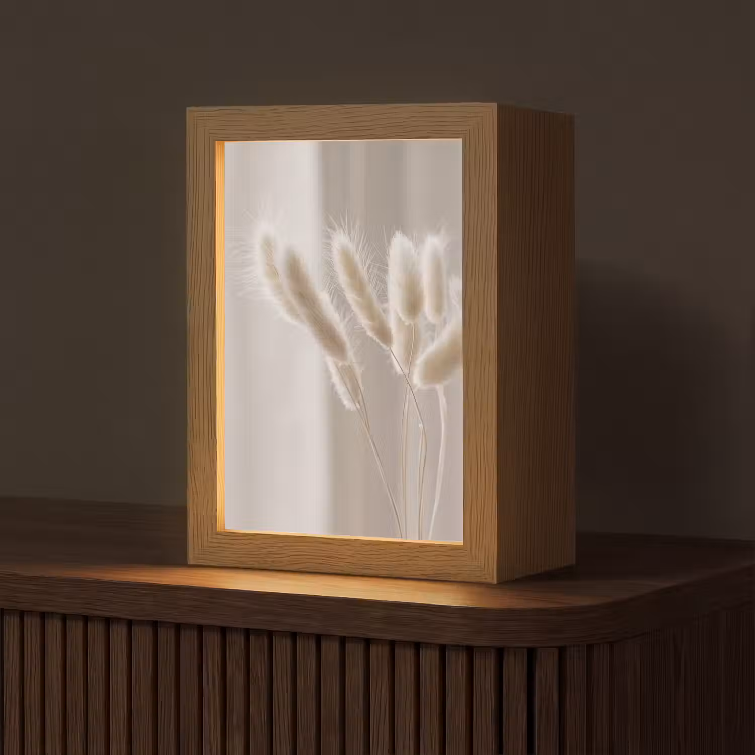 Pampasgras - Pluim - Wit Light Box met kabel (Tafellamp) klein -z3d_website