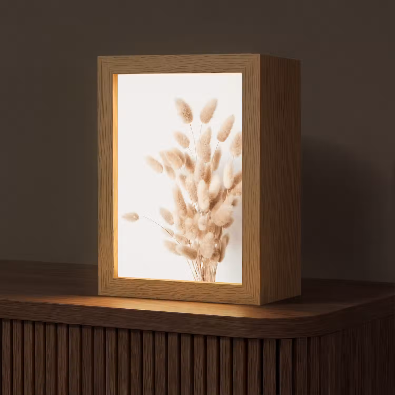 Pampasgras - Pluim - Wit - Beige Light Box met kabel (Tafellamp) klein -z3d_website