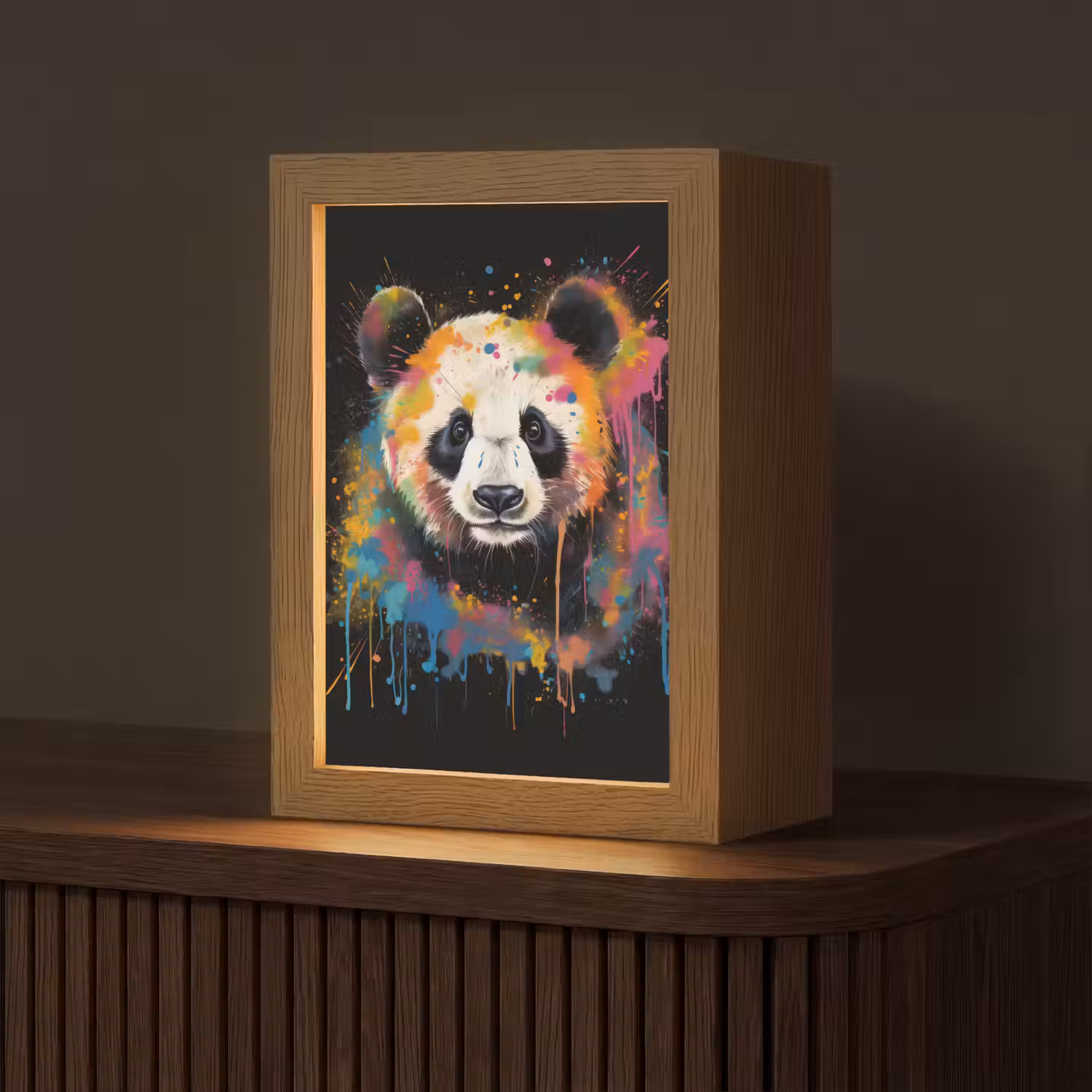 Panda - Graffiti - Dieren - Zwart - Kleuren Light Box met kabel (Tafellamp) klein -z3d_website