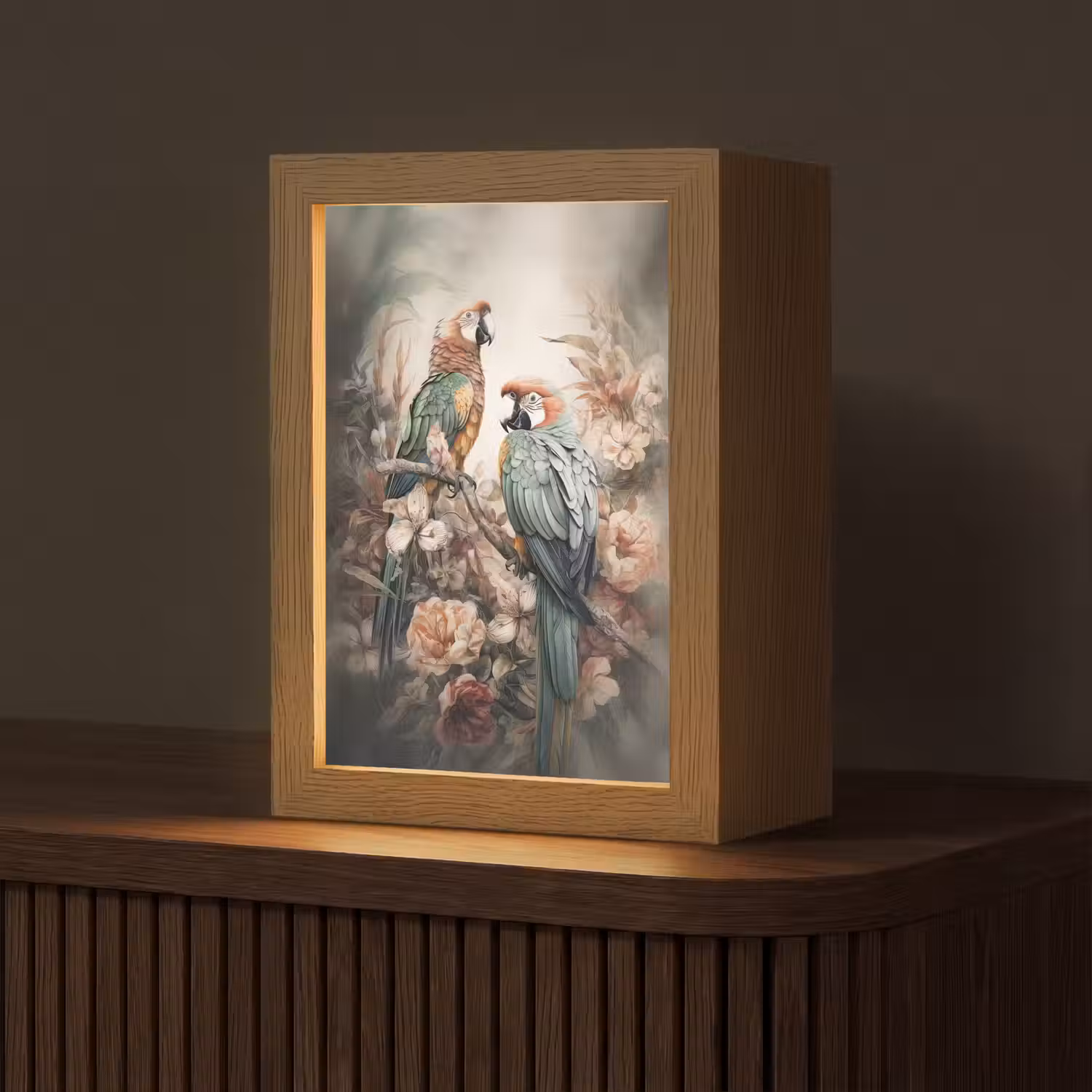 Papegaaien - Vogels - Natuur - Bloemen Light Box met kabel (Tafellamp) klein -z3d_website