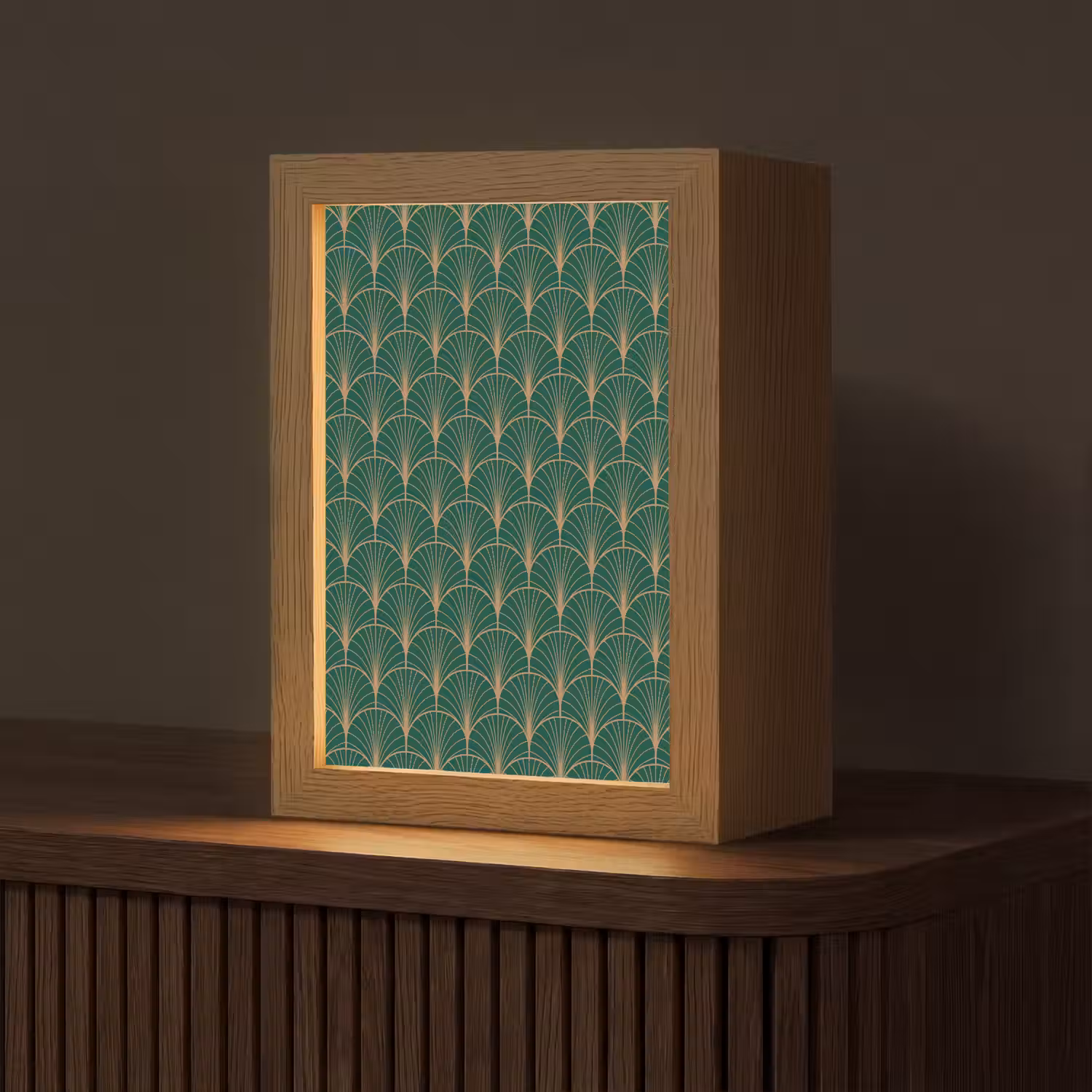 Patroon - Groen - Goud - Symmetrisch Light Box met kabel (Tafellamp) klein 925 -z3d_website