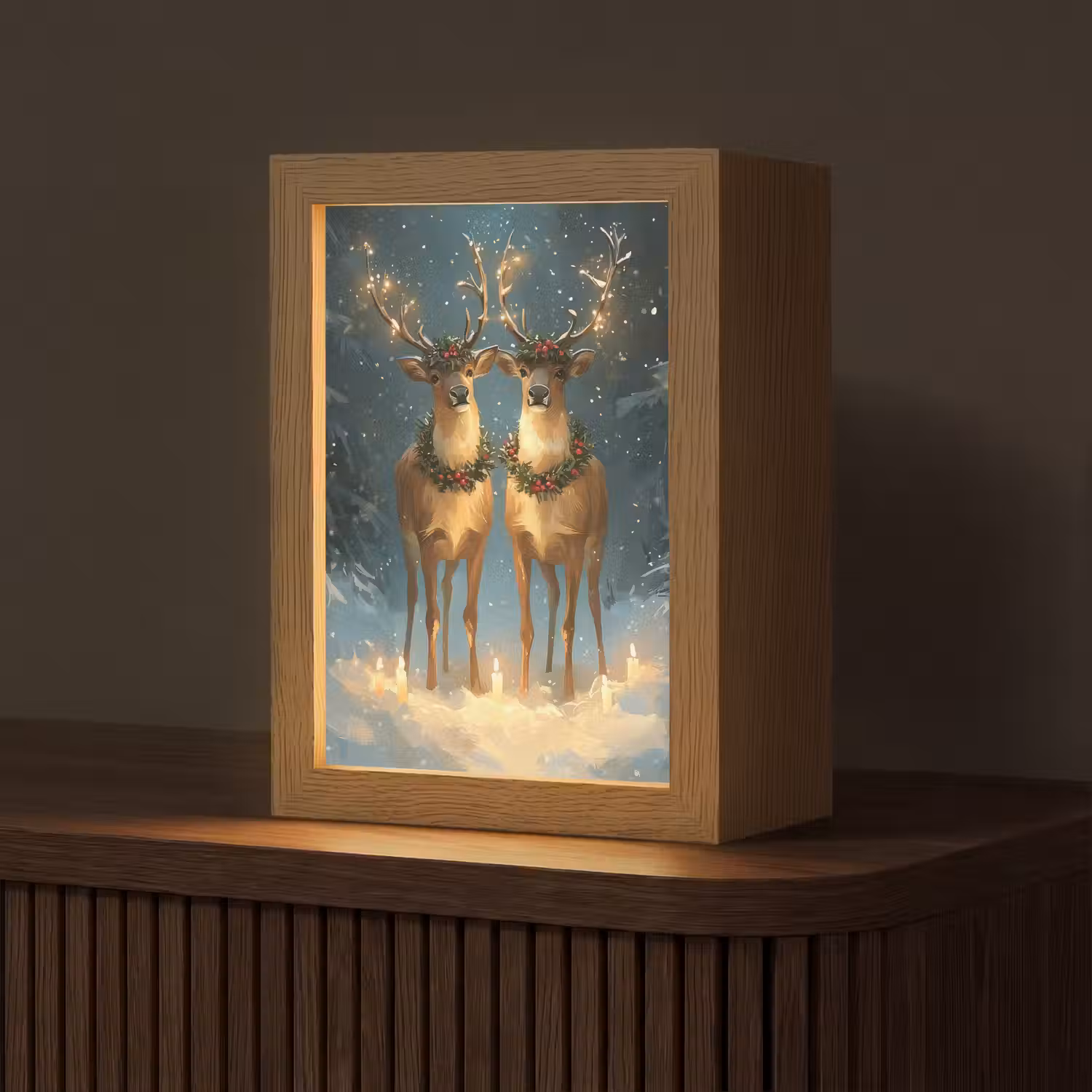 Dennensprookje - Rendier - Nacht Light Box met kabel (Tafellamp) klein -z3d_website