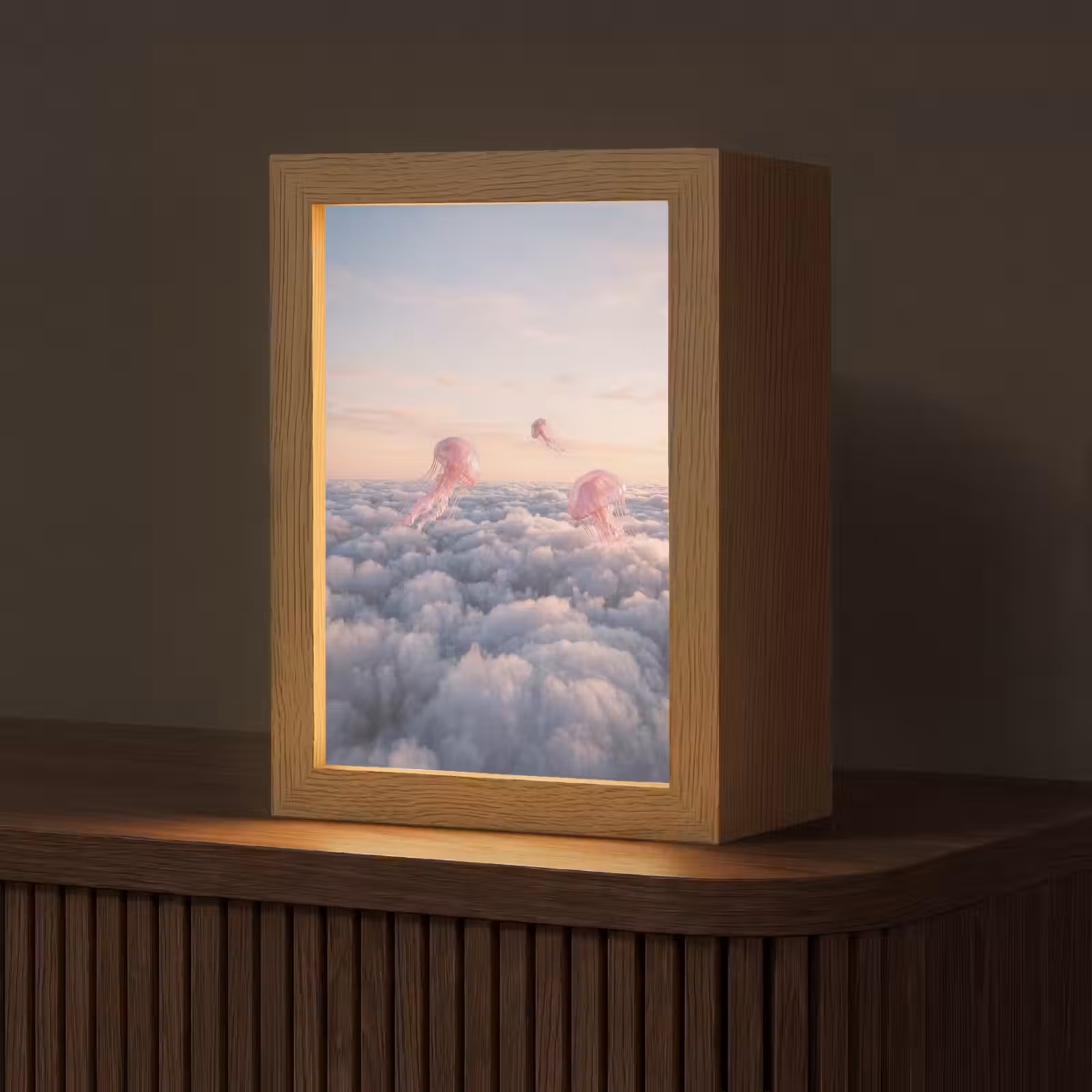 Table Lamp - Pink Animal - Clouds - Roze dier - Wolken Light Box met kabel (Tafellamp) klein