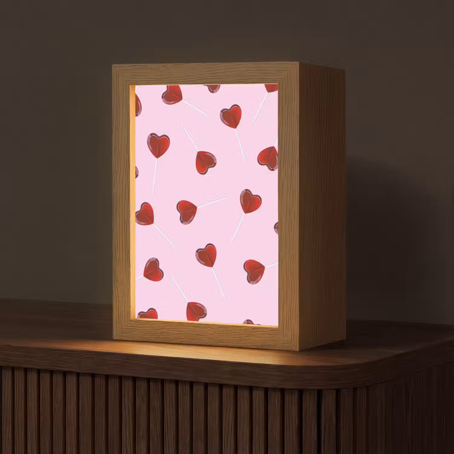 Roze - Hart - Lolly - Snoep Light Box met kabel (Tafellamp) klein -z3d_website