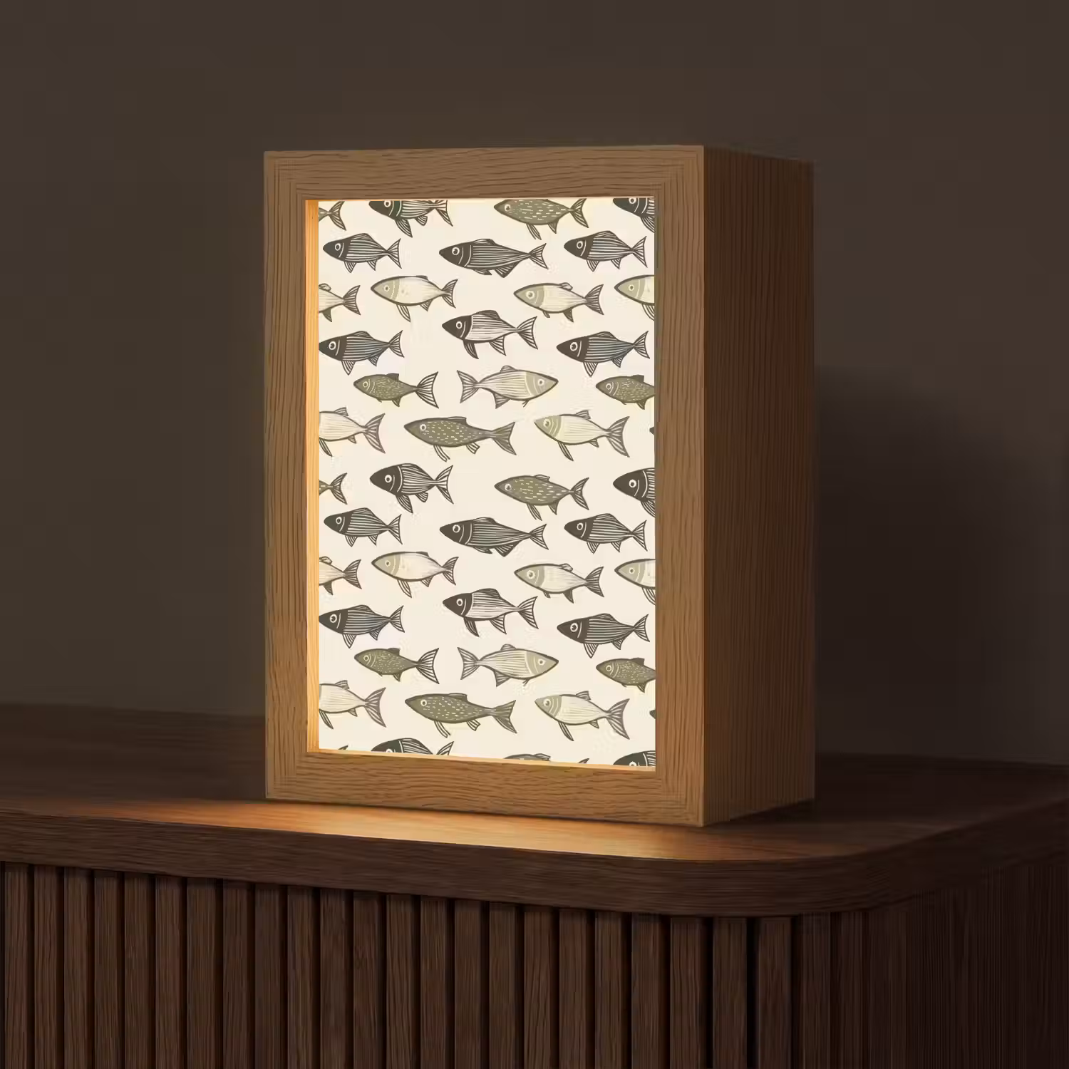 Vissen - Klassiek - Groen Light Box met kabel (Tafellamp) klein 925 -z3d_website