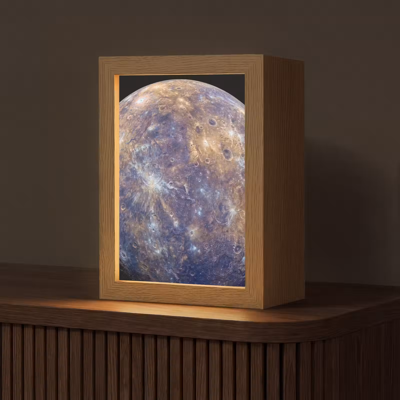 Table Lamp - Planet - Craters - Space - Planeet - Kraters - Ruimte Light Box met kabel (Tafellamp) klein