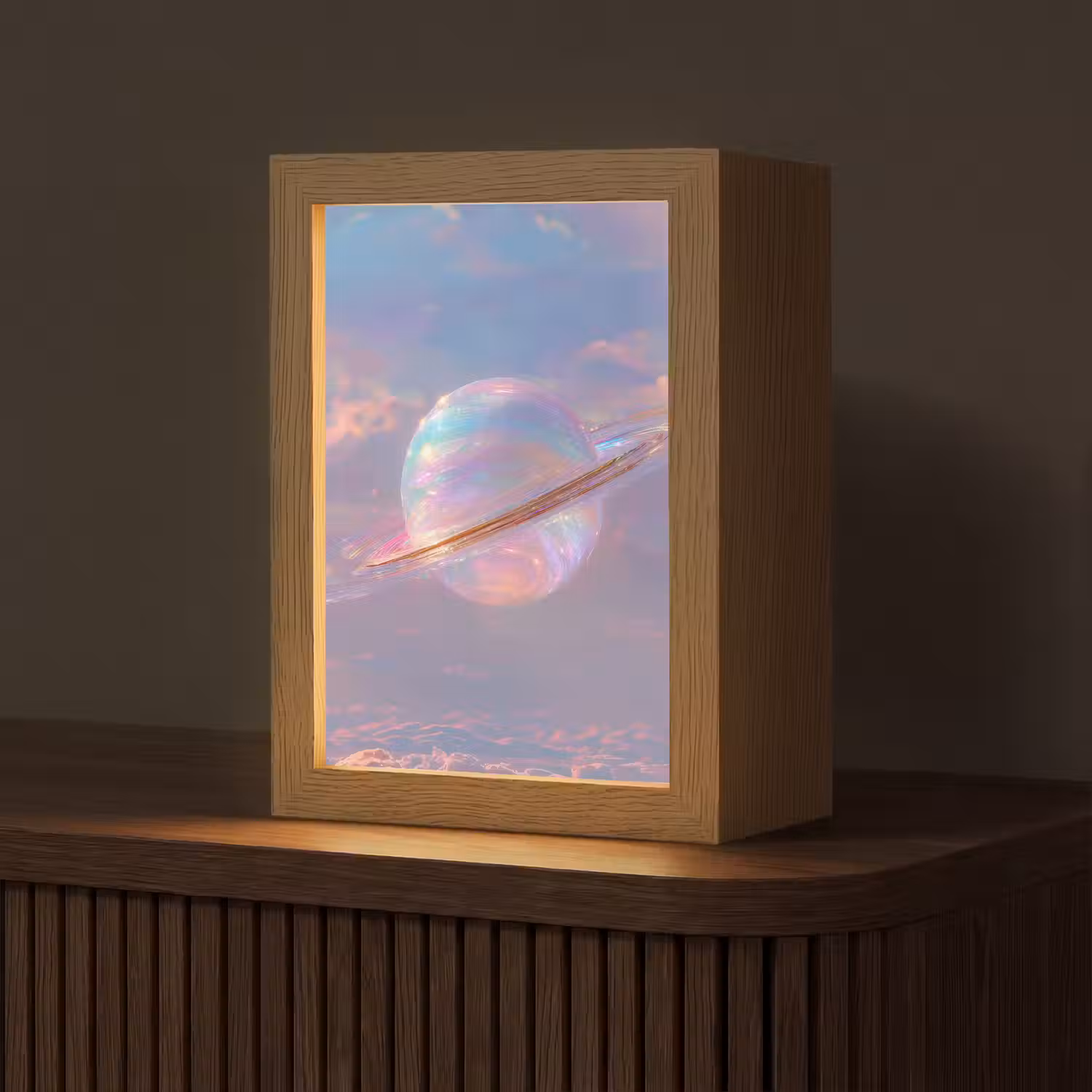 Planeet - Lucht - Wolken - Pasteltinten Light Box met kabel (Tafellamp) klein -z3d_website