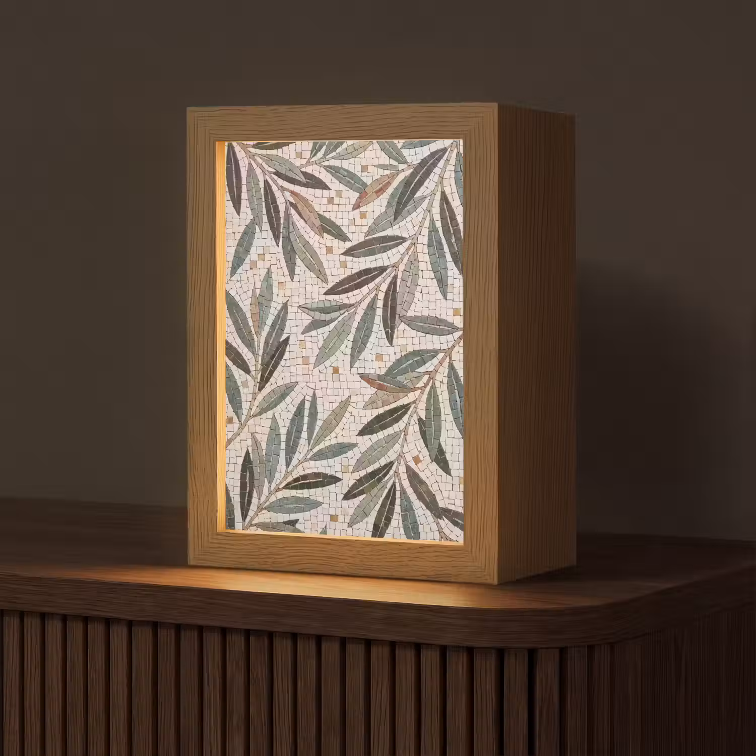 Plant - Blad - Mozaïek - Groen Light Box met kabel (Tafellamp) klein -z3d_website