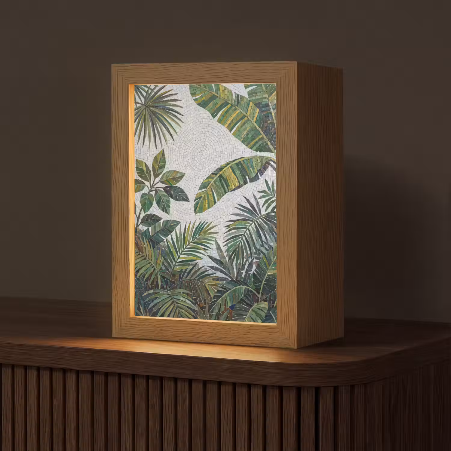 Planten - Tropisch - Mozaïek - Groen - Natuur Light Box met kabel (Tafellamp) klein -z3d_website