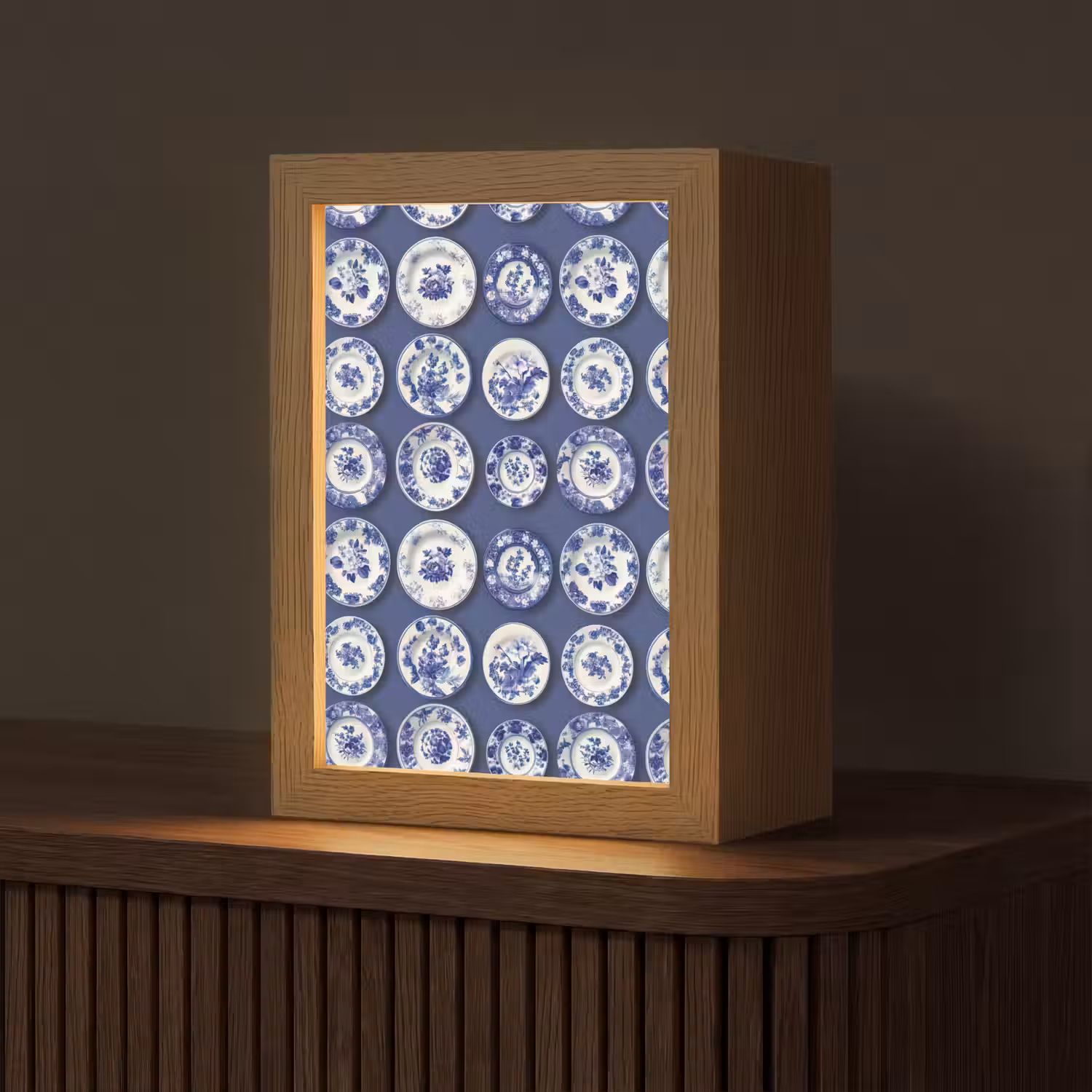 Borden - Floraal - Blauw Light Box met kabel (Tafellamp) klein 925 -z3d_website