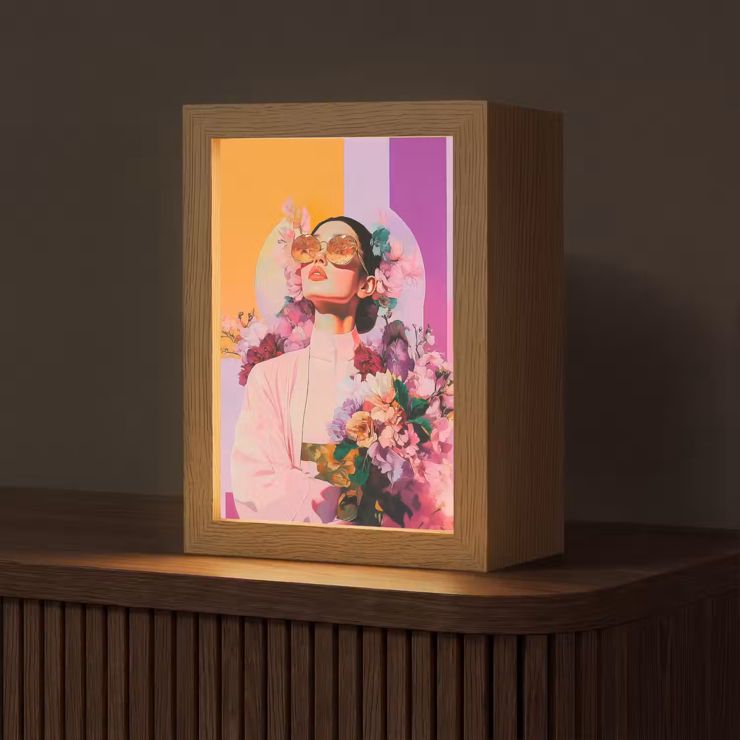 Portret - Vrouw - Abstract - Bloemen Light Box met kabel (Tafellamp) klein -z3d_website