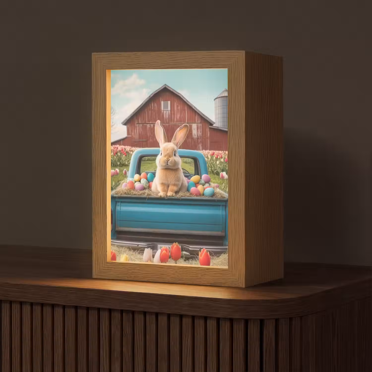 Konijn - Boerderij - Eieren Light Box met kabel (Tafellamp) klein -z3d_website